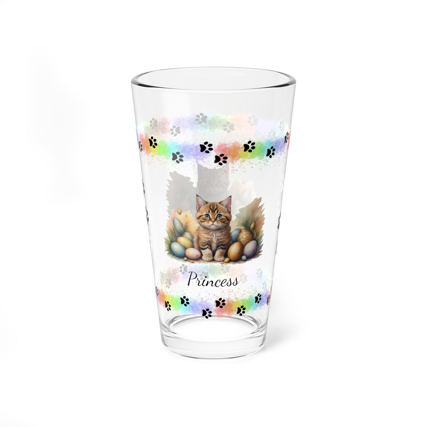 Bobtail Easter Kitten 16oz Pint Glass - Personalized Cat-Themed Gift, Mental Health Drinkware, Holiday Décor & Easter Celebration