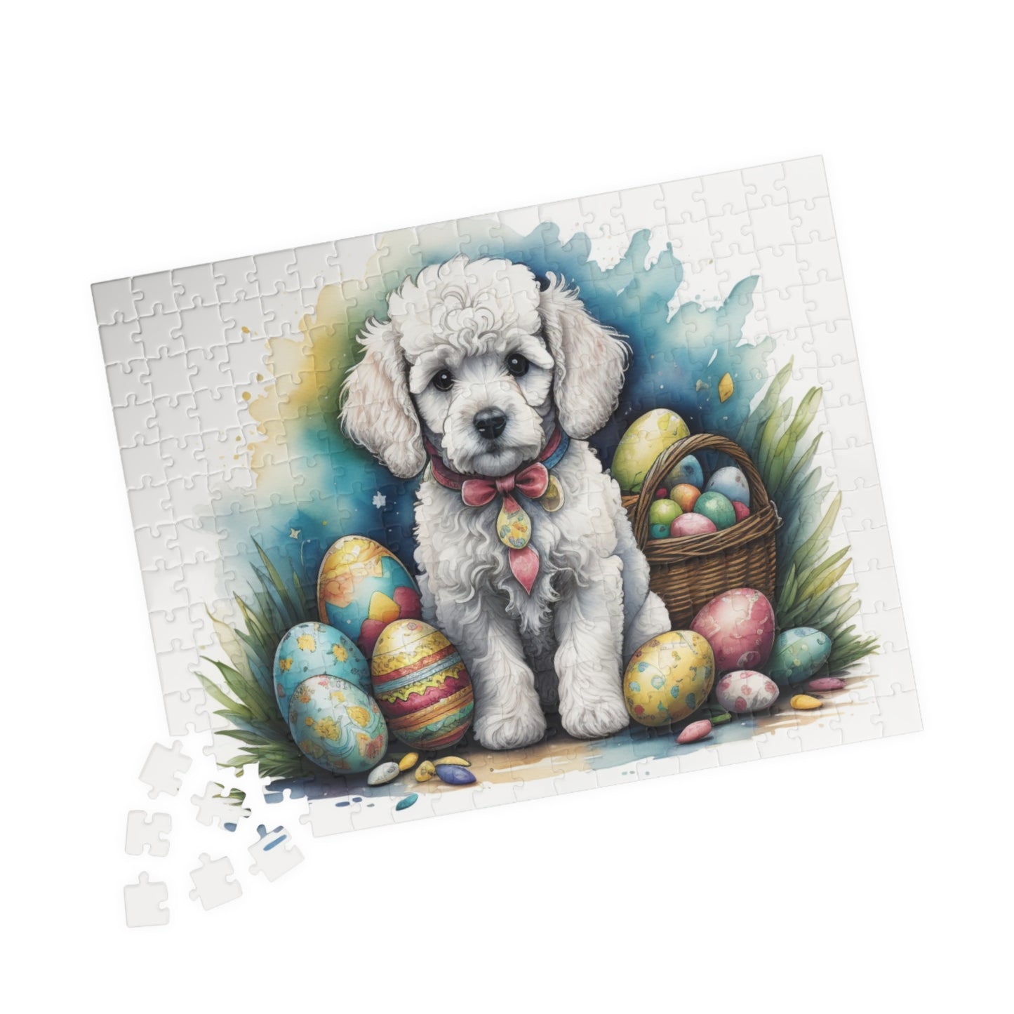 Poodle (White) Easter Puppy Puzzle - Dog Lovers, Mental Health Benefits, Holiday Fun, Mindfulness, Stress Relief, Festive Gift