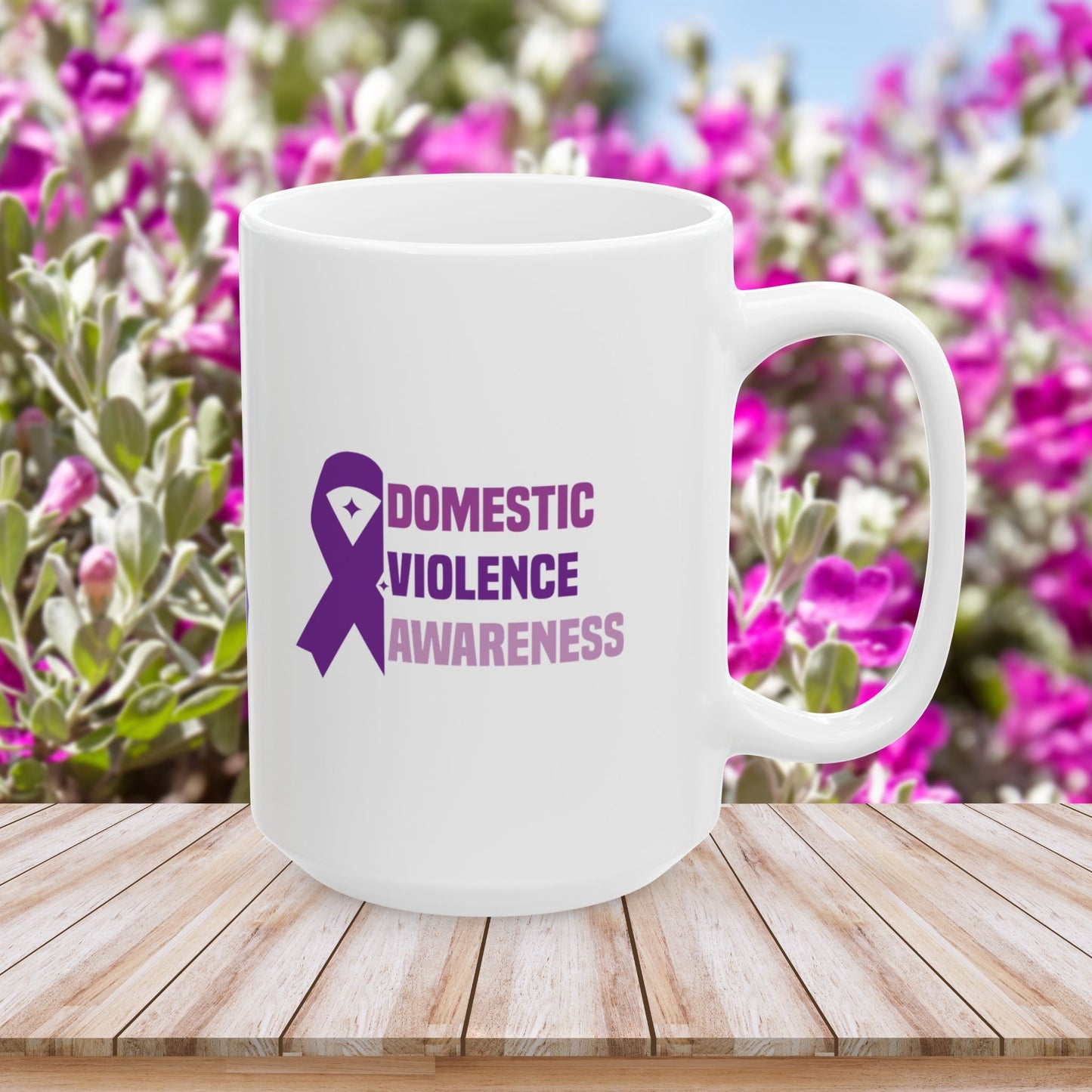 Domestic Violence Awareness Ceramic Mug - Support, Empowerment, Strength