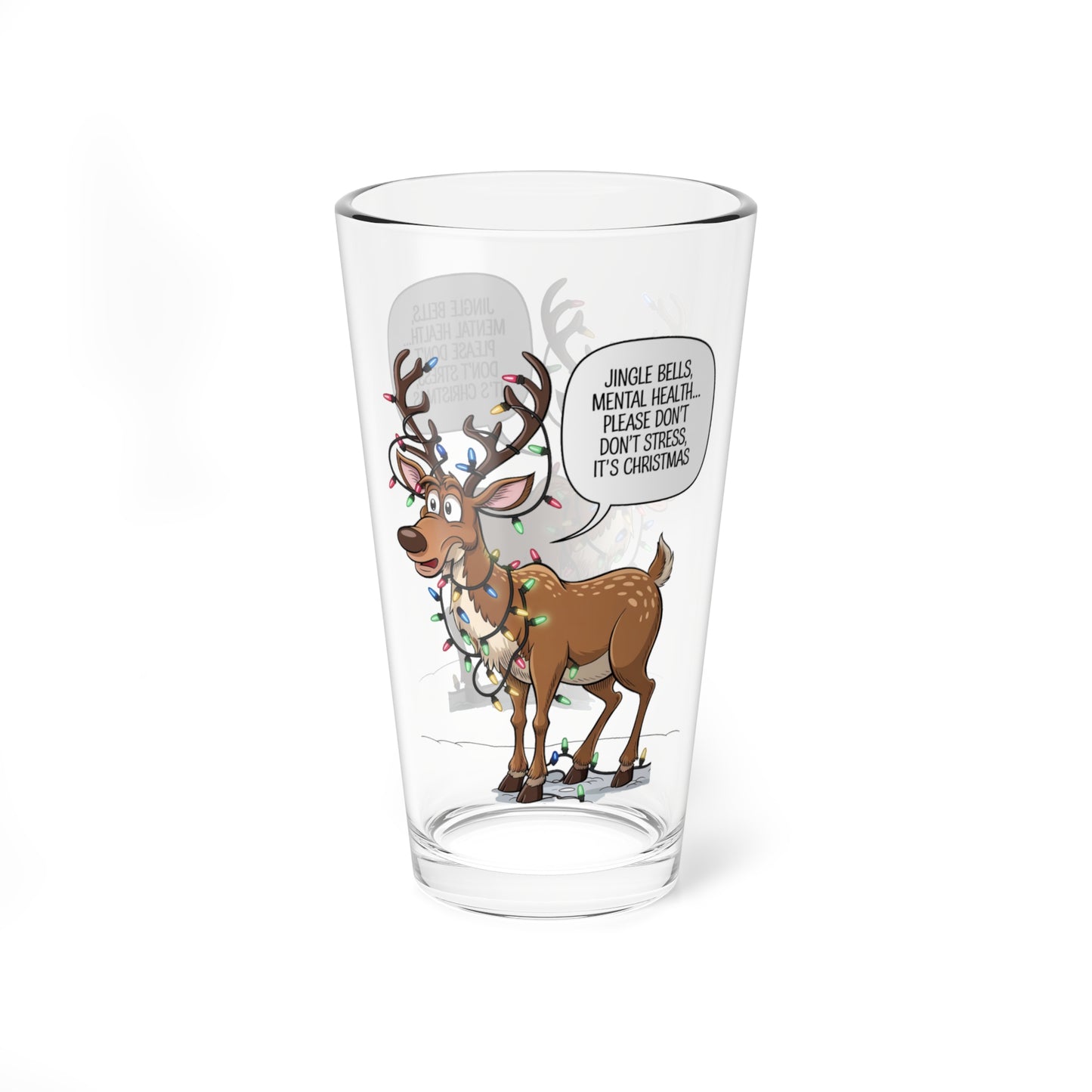Jingle Bells, Mental Health..., Christmas Pint Glass, 16oz