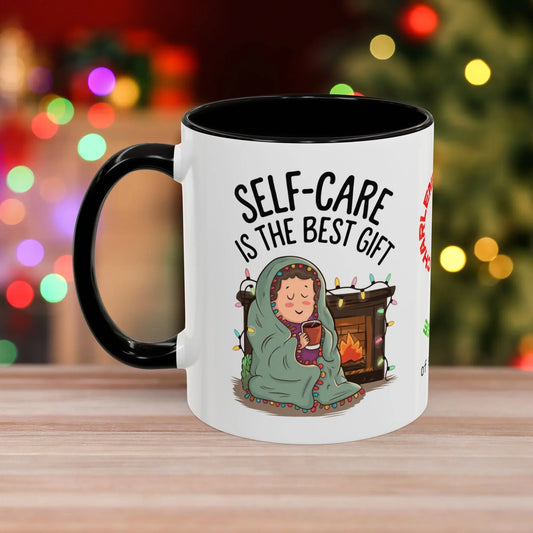 Shop our self care is the best christmas mug featuring the 11oz style option from MySisterIsASurvivor.