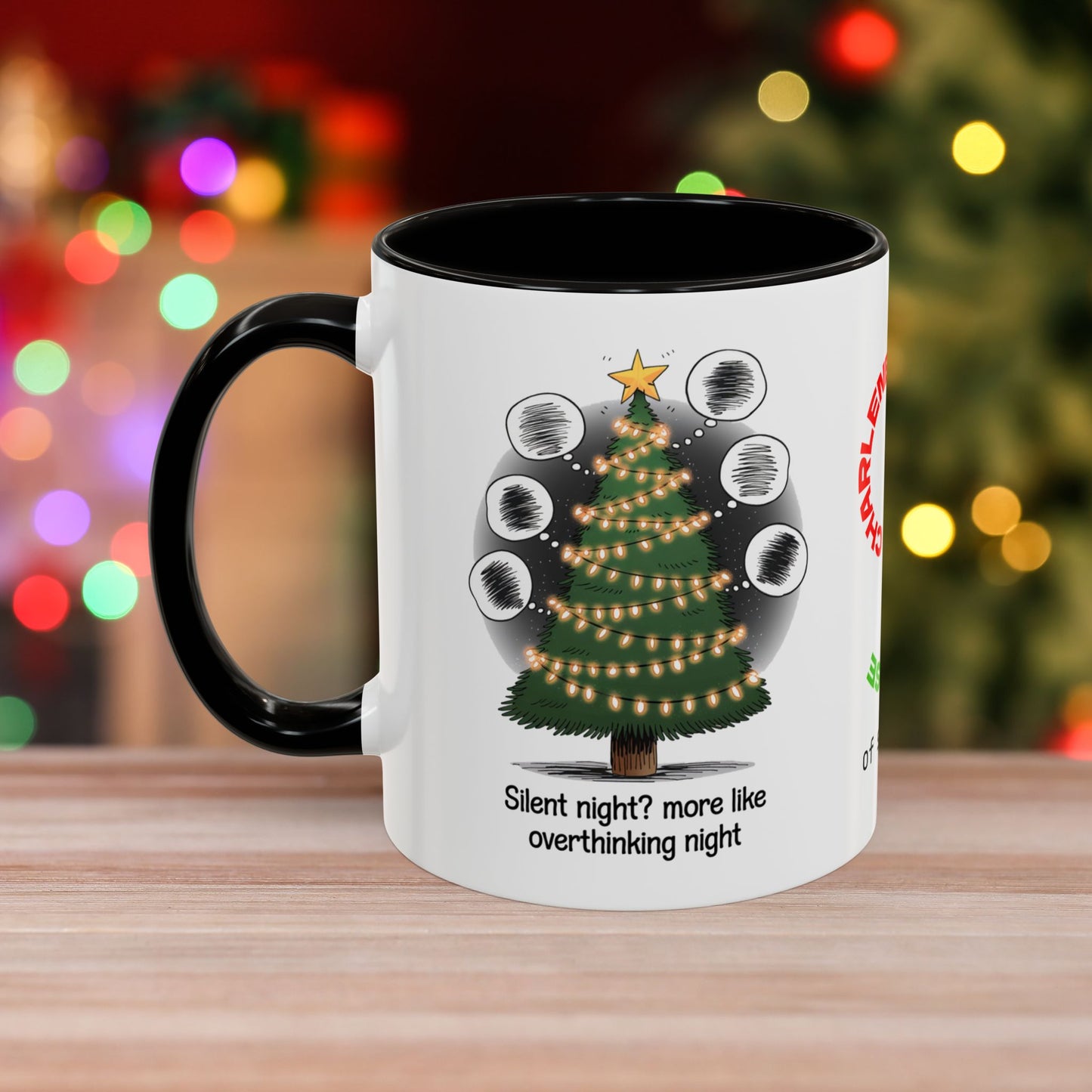 Silent Night? More Like Overthinking Night – Christmas Mug with Mental Health Design and Accent Color