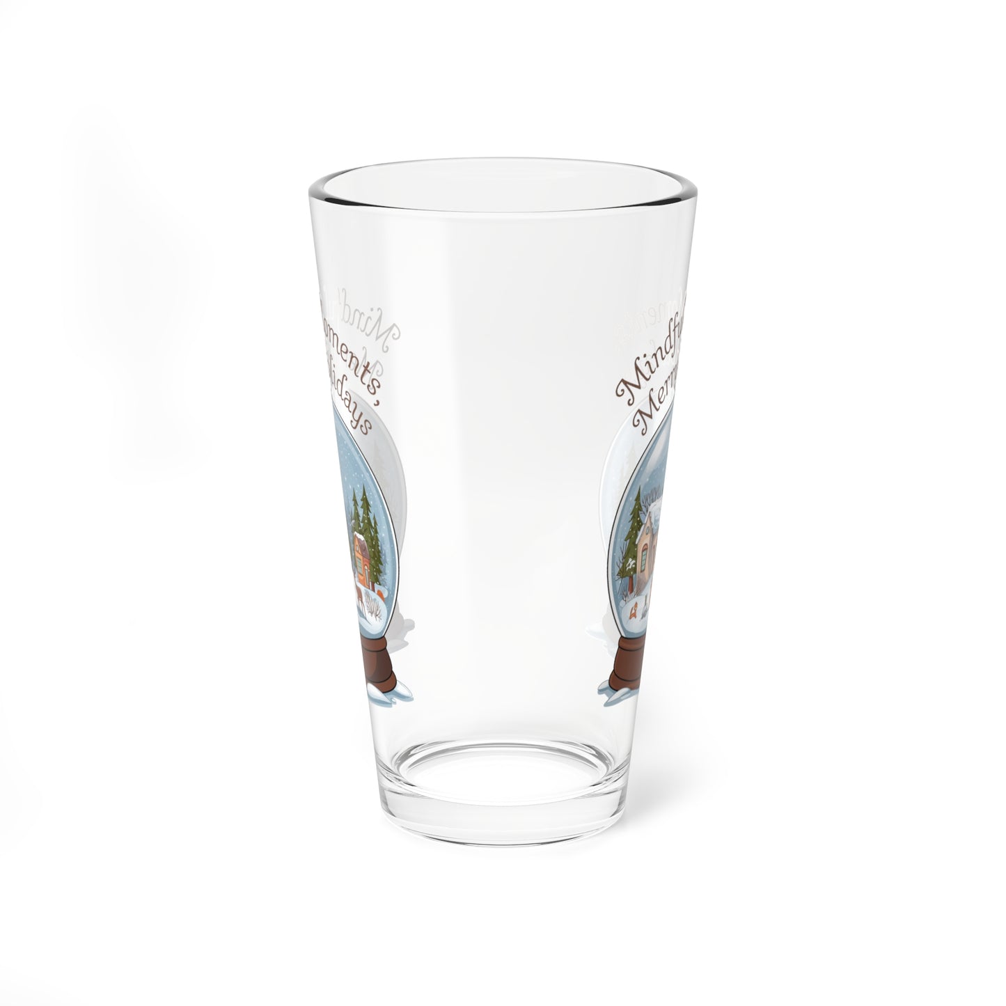 Mindful Moments, Merry Holidays, Christmas Pint Glass, 16oz