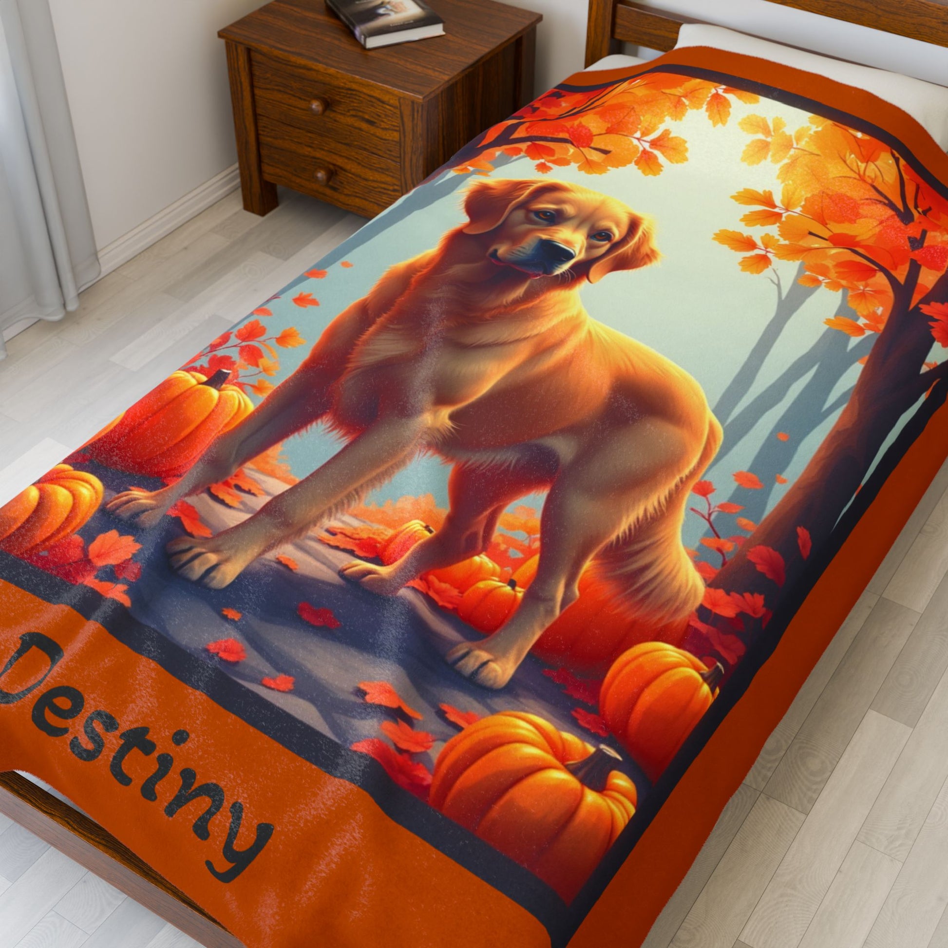 Golden Retriever Velveteen Plush Blanket, Personalized Dog Throw for Retriever Owners