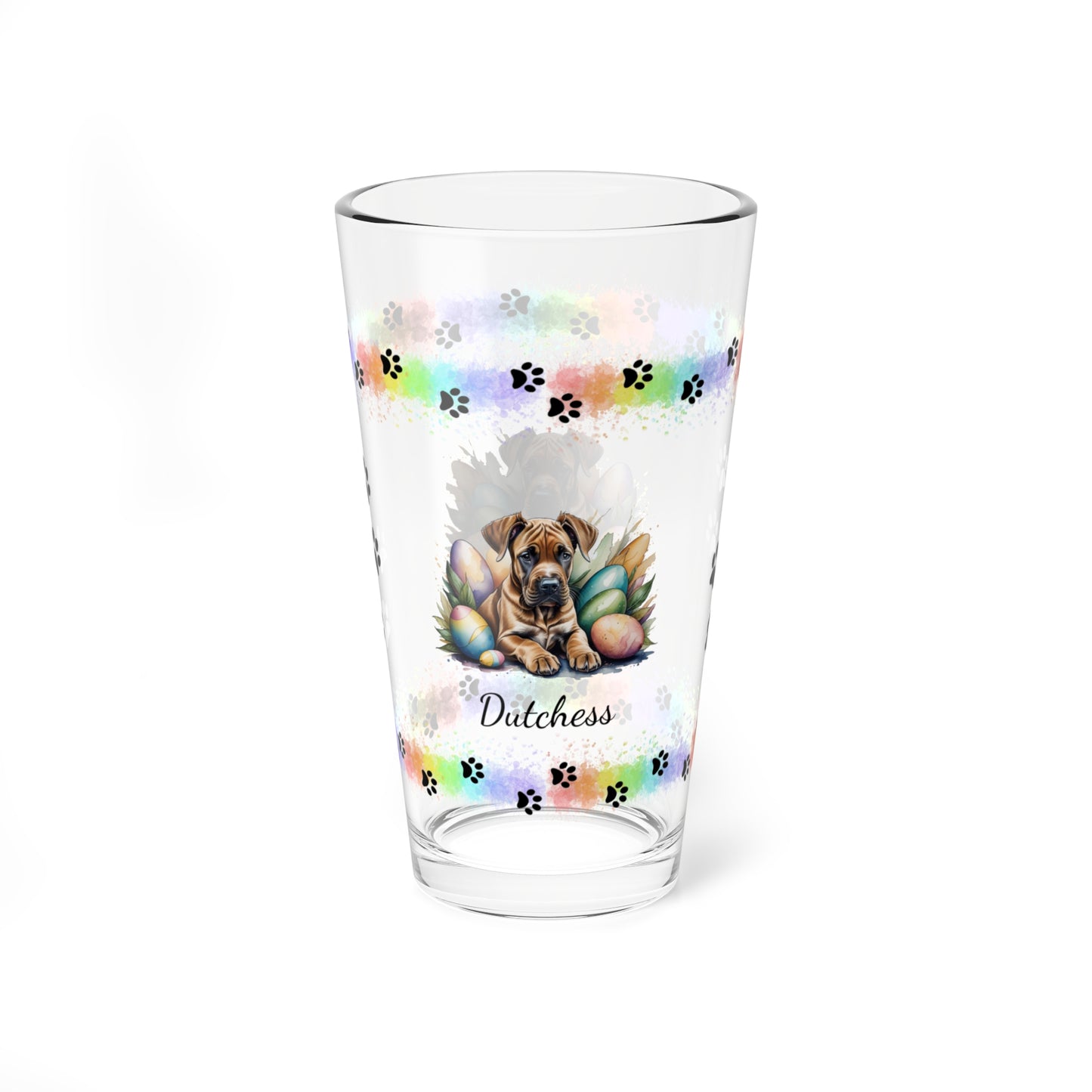 Great Dane (Fawn) Personalized Easter Puppy 16oz Pint Glass - Custom Dog Design, Mental Health Gift, Easter Décor, and Festive Celebrations