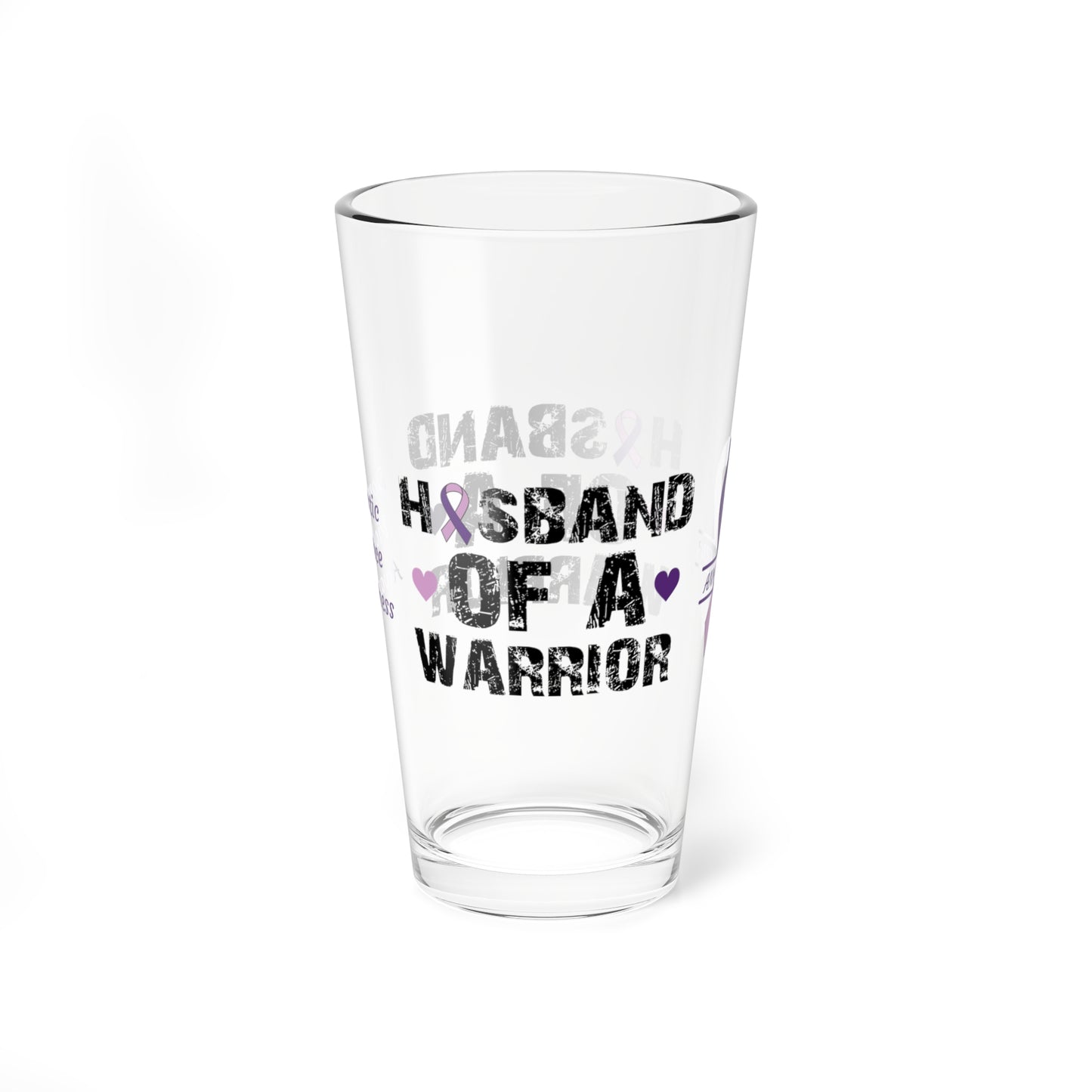 Husband of a Warrior: Personalized Domestic Violence Awareness Warrior Pint Glass - Proud Family Member