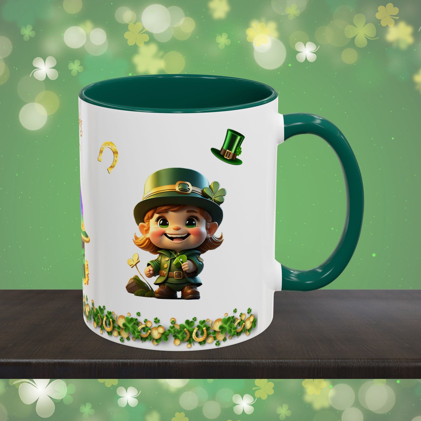 Leprechaun Mischief Logic: St. Patrick's Day Two-Tone Coffee Mug - Festive Ceramic Mug for Positivity & Mindfulness