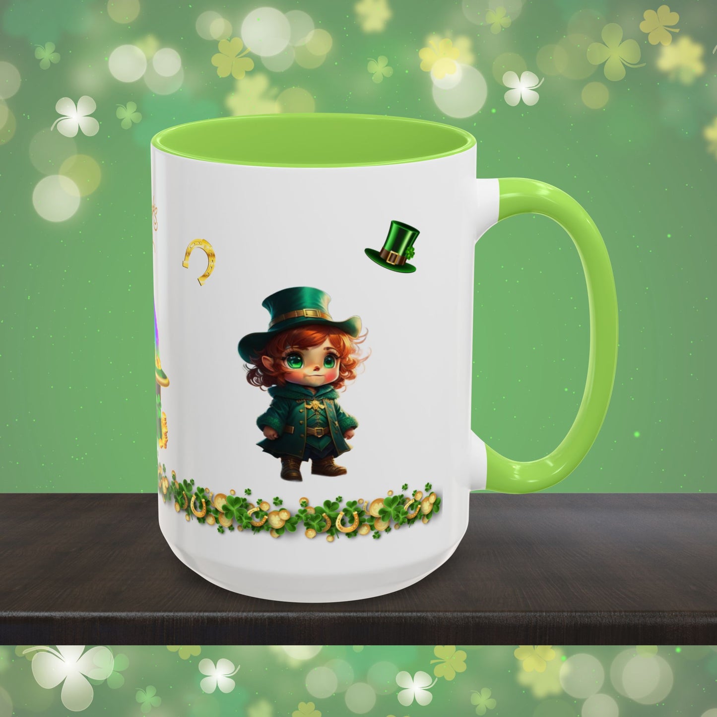 Mystical Leprechaun Magic: St. Patrick's Day Two-Tone Coffee Mug - Festive Ceramic Mug for Positivity & Mindfulness
