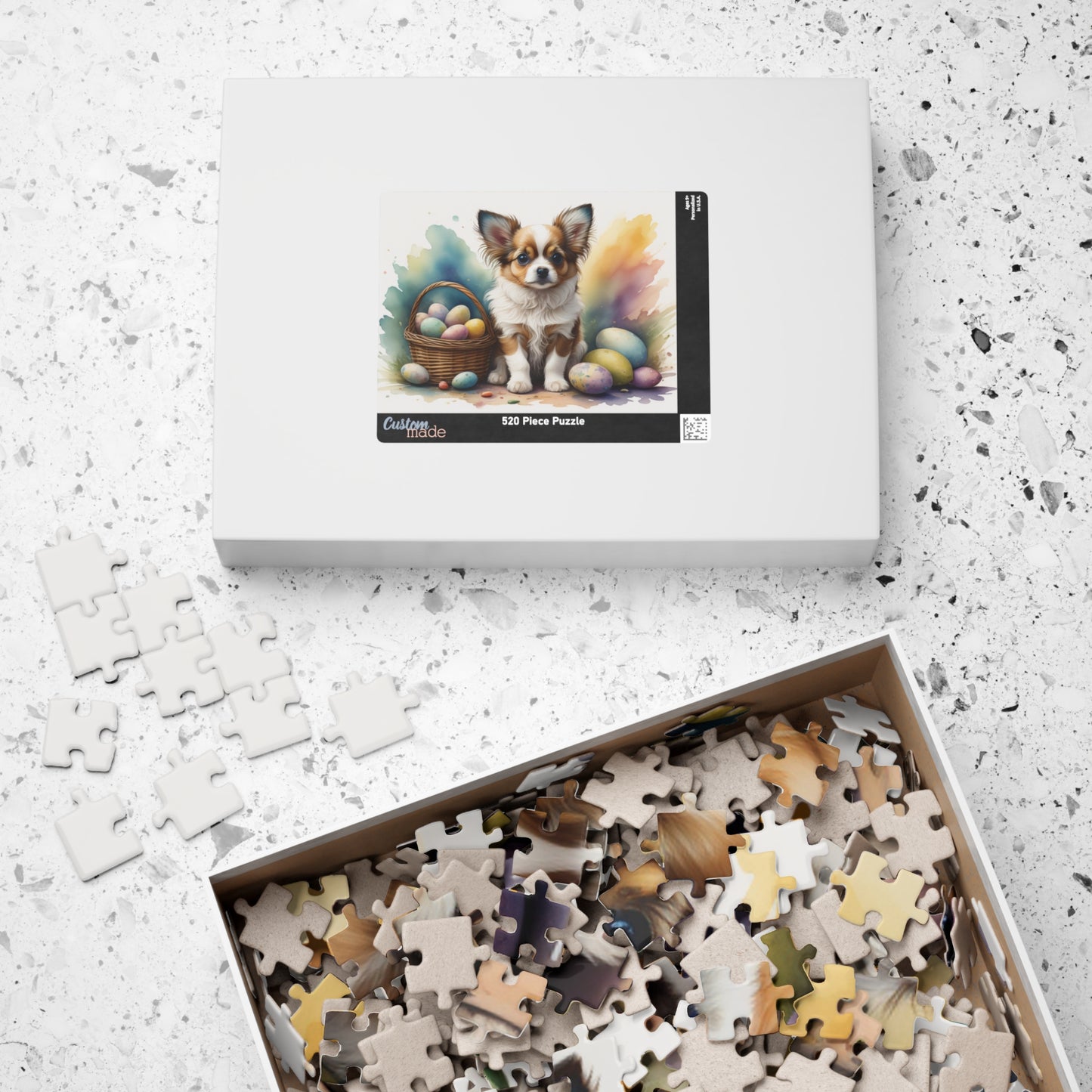 Papillon (White & Brown) Easter Puppy Puzzle - Dog Lovers, Mental Health Benefits, Holiday Fun, Mindfulness, Stress Relief, Festive Gift