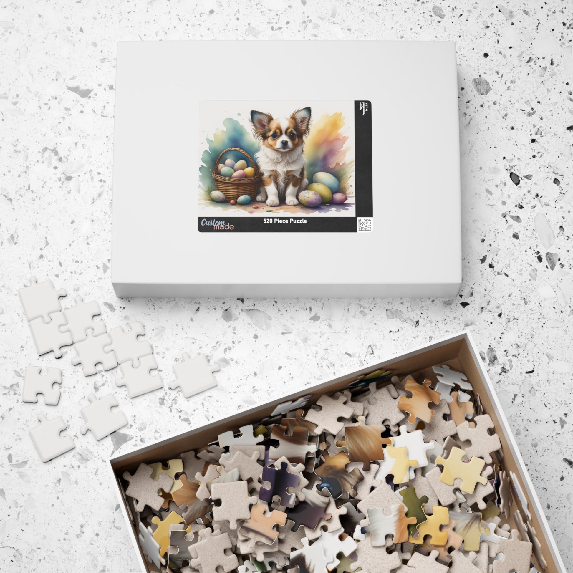 Papillon (White & Brown) Easter Puppy Puzzle - Dog Lovers, Mental Health Benefits, Holiday Fun, Mindfulness, Stress Relief, Festive Gift