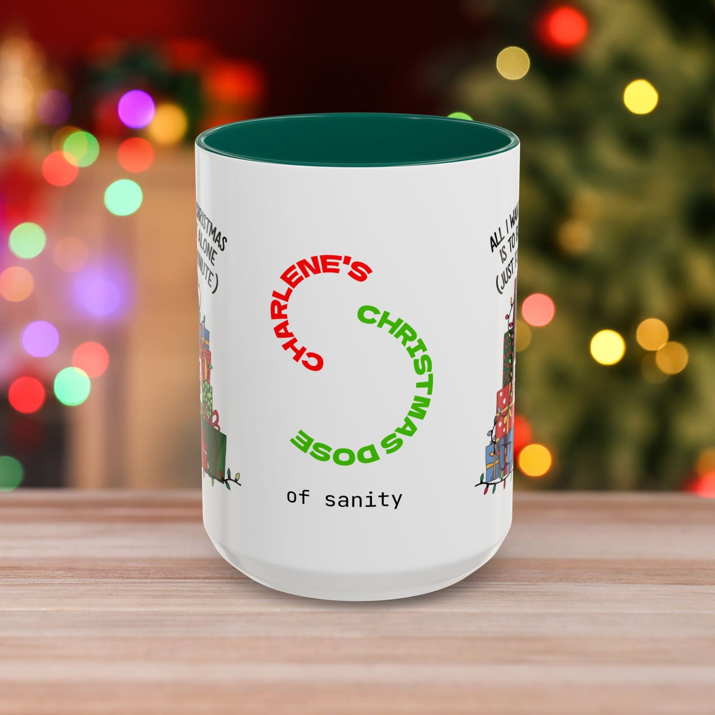 All I Want For Christmas Is To Be Left Alone – Funny Christmas Mug with Colorful Design and Accent Color