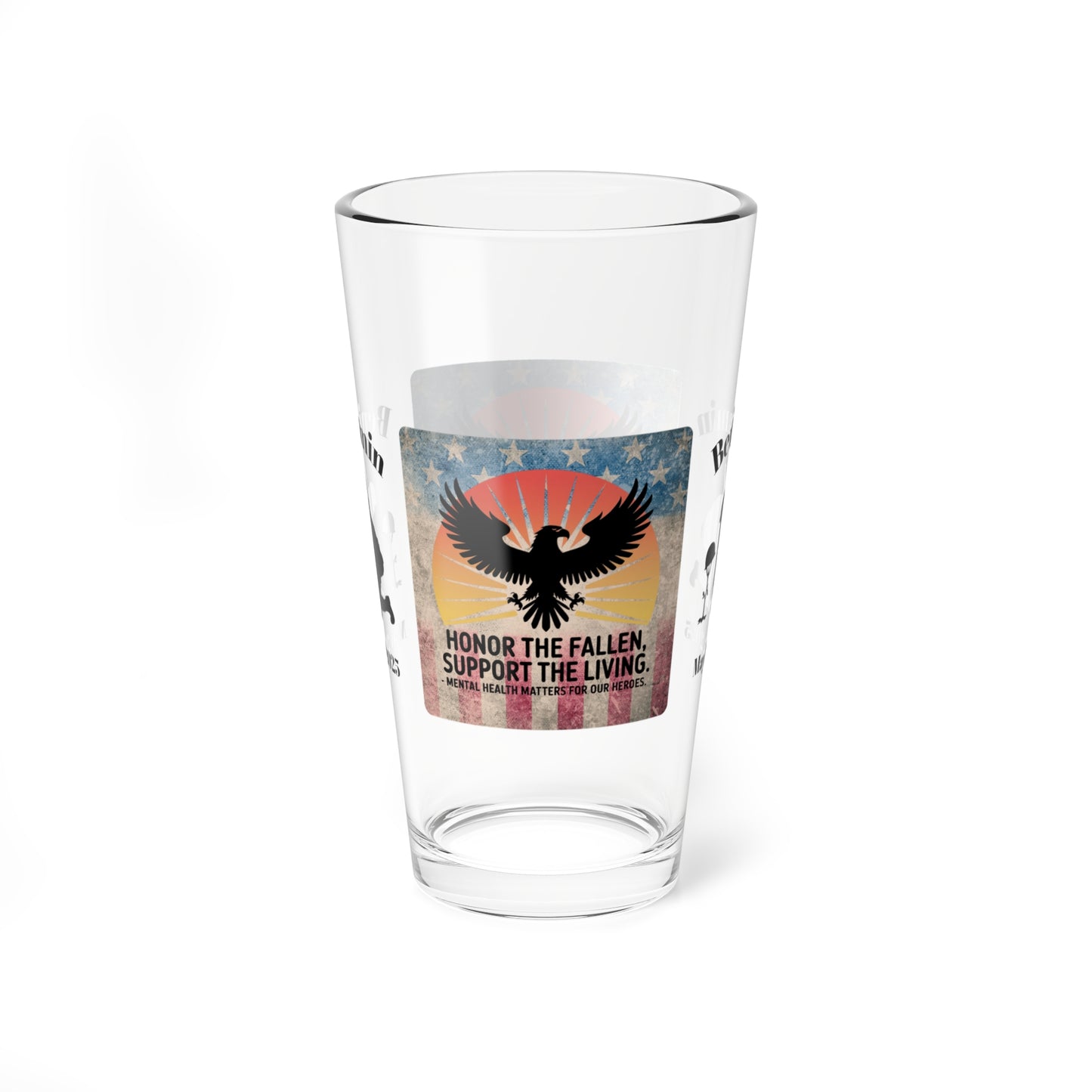 Personalized Memorial Day Pint Glass - "Honor The Fallen", PTSD Awareness Gift for Veterans & Memorial Days