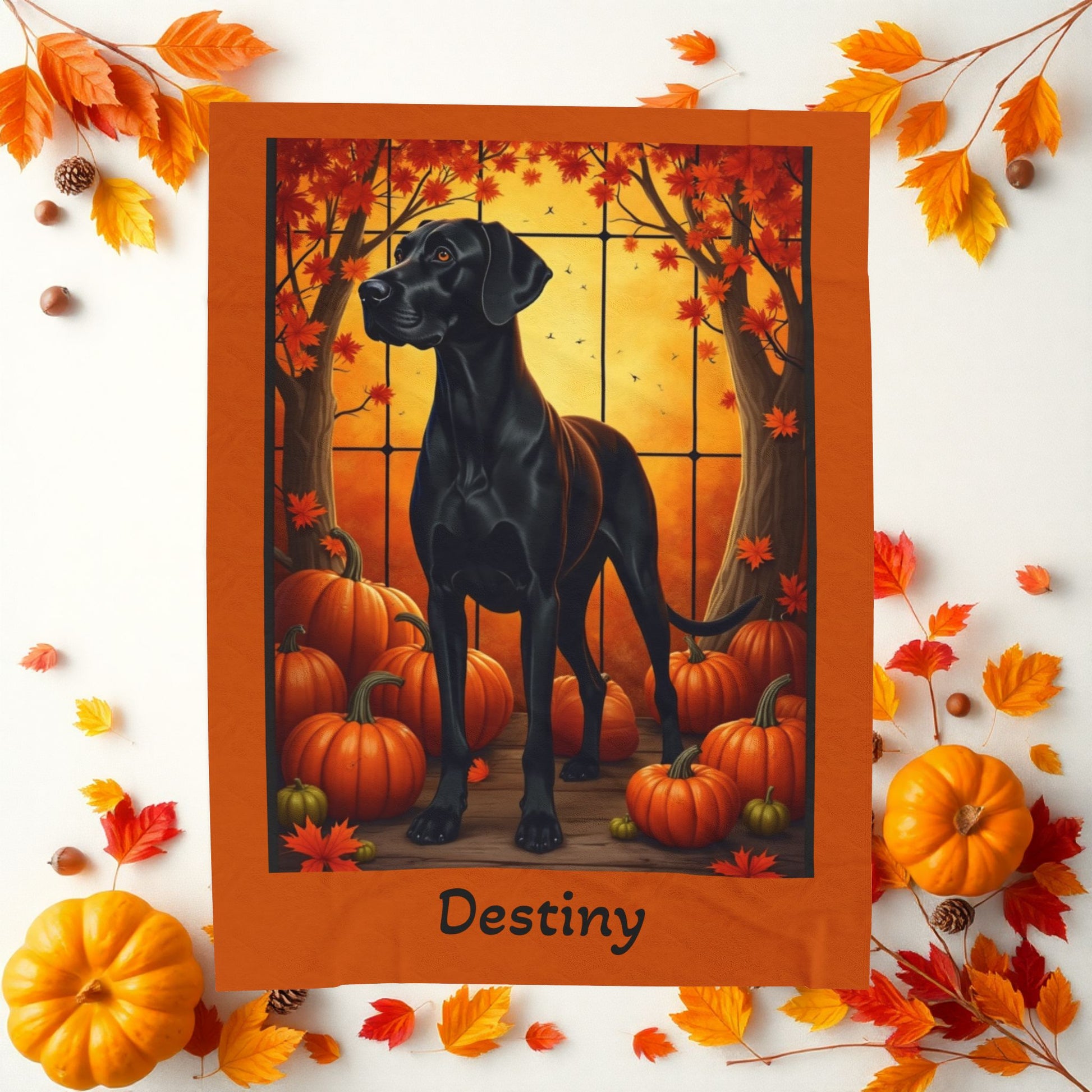 Great Dane Black Coat Velveteen Plush Blanket, Personalized Dog Throw, Cozy Gentle Giant Gift