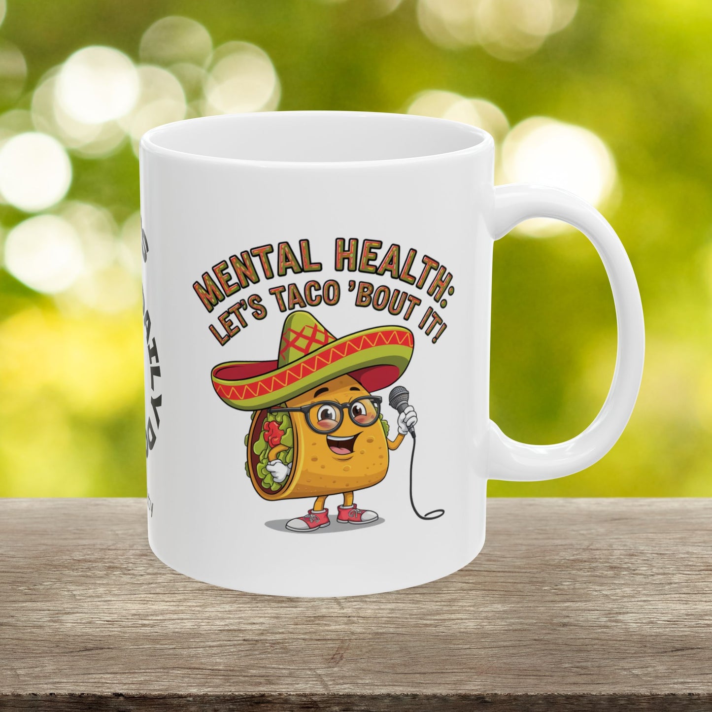 Mental Health: Let's Taco 'Bout It Funny Mental Health Mug, Stylish Ceramic Coffee Cup, Positive Affirmation Gift, Anxiety Relief, Self-Care Mug, Therapist Office Décor