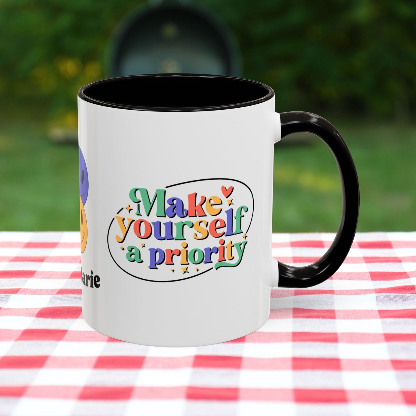 Make Yourself a Priority - Personalized Retro Self-Care Affirmation Mug for Mental Health Wellness