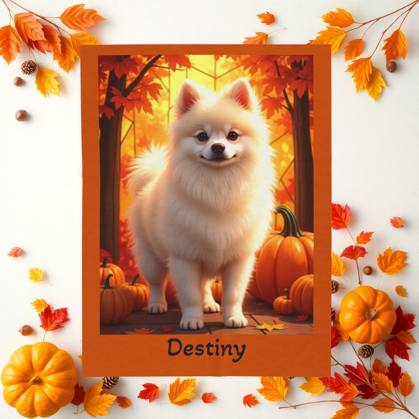 Cream Pomeranian velveteen plush blanket, fluffy dog throw blanket for pet owners, cozy home decor accent gift
