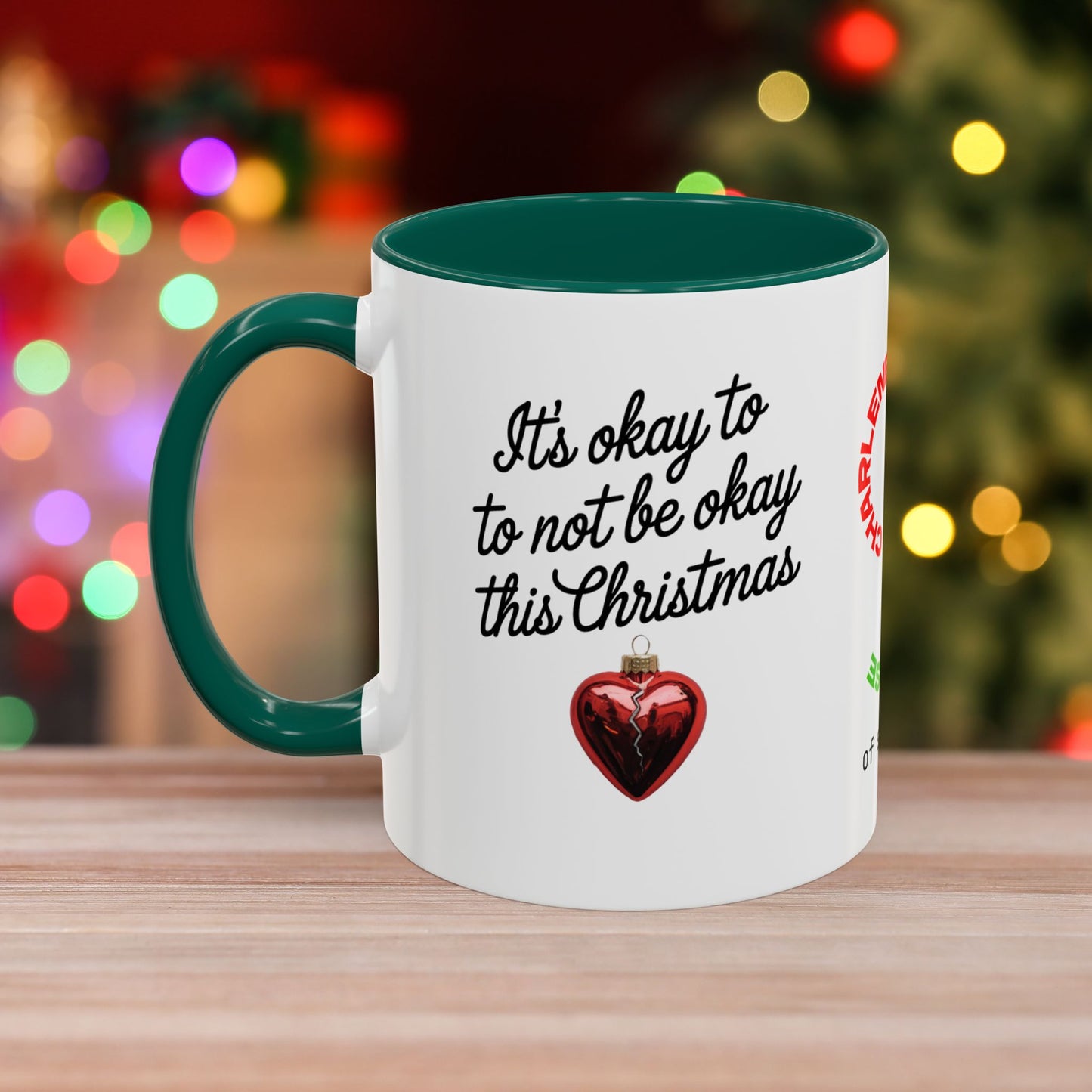 It's Okay to Not Be Okay This Christmas Mug - Personalized Holiday Coffee Cup, Mental Health Support Christmas Gift with Accent Color