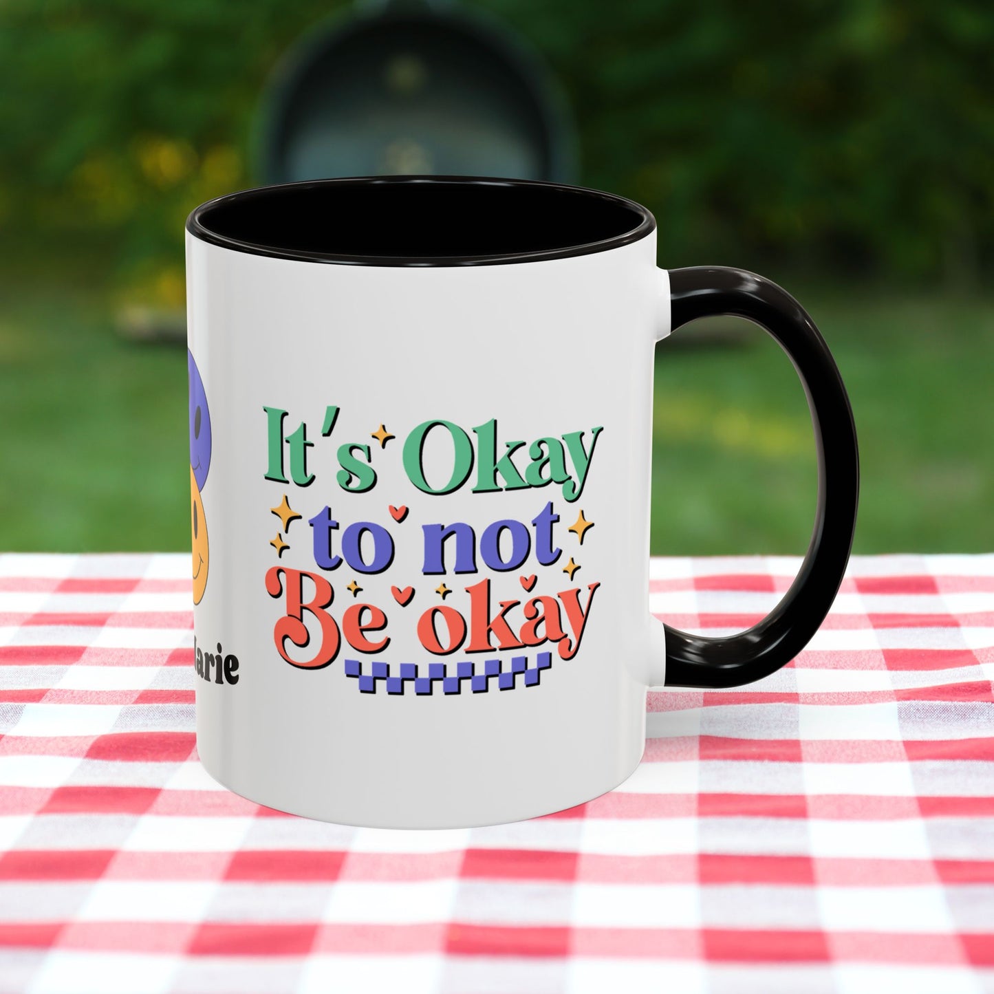 It’s Okay to Not Be Okay - Custom Retro Mental Health Awareness Mug for Support & Emotional Strength