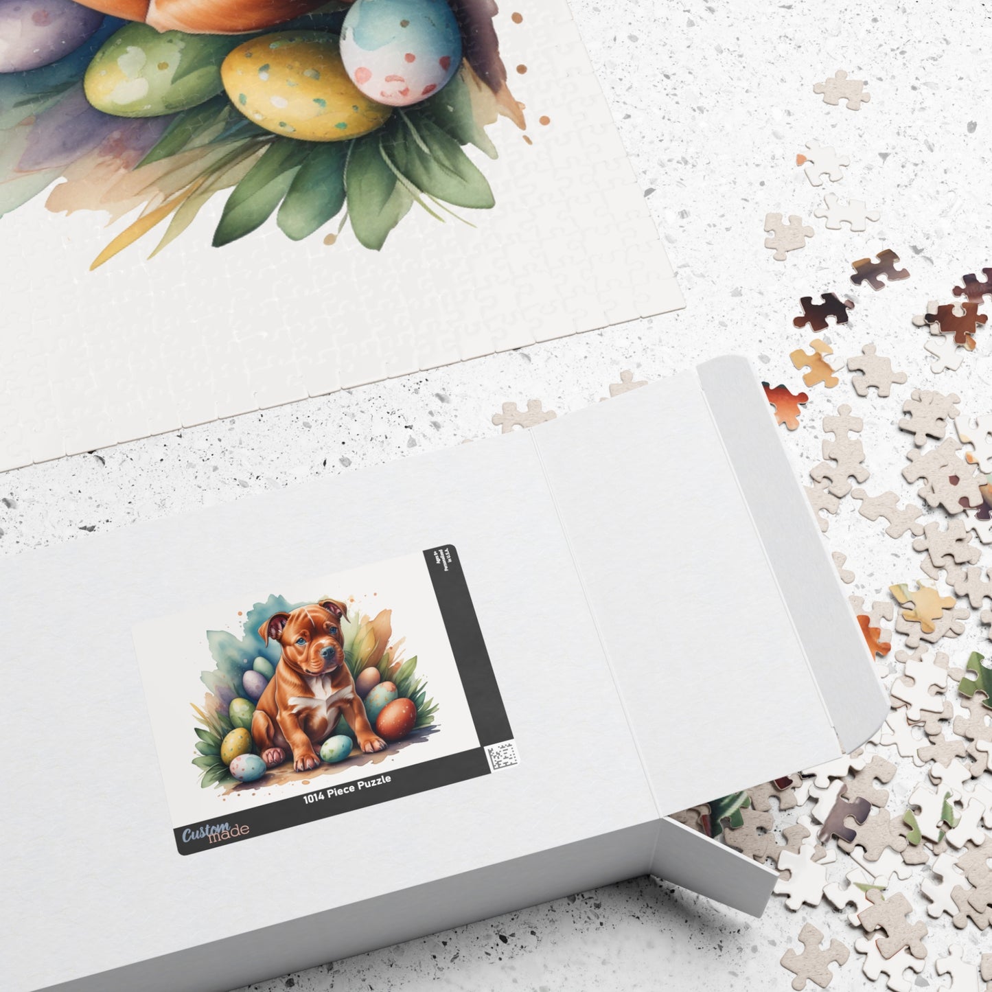 Pitbull (Red) Easter Puppy Puzzle - Dog Lovers, Mental Health Benefits, Holiday Fun, Mindfulness, Stress Relief, Festive Gift