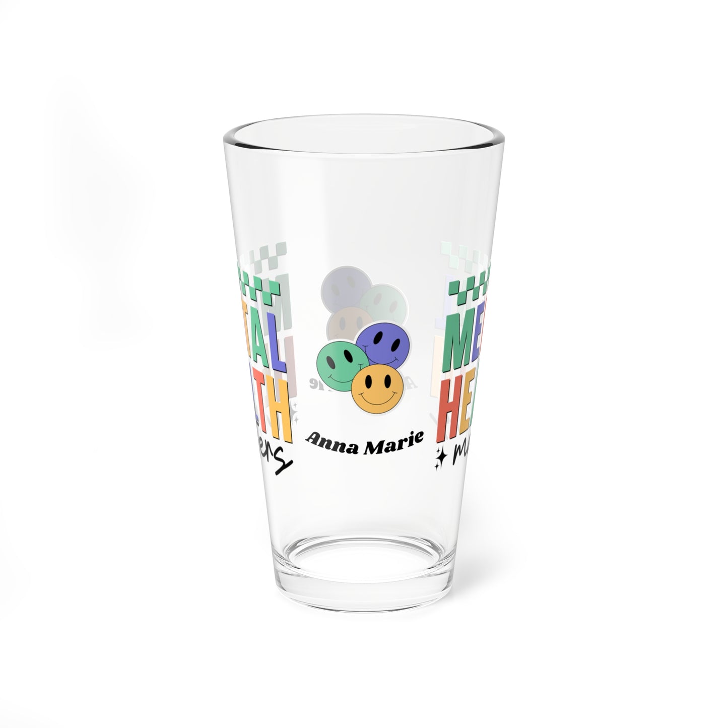 Mental Health Matters custom retro pint glass with mental health support design