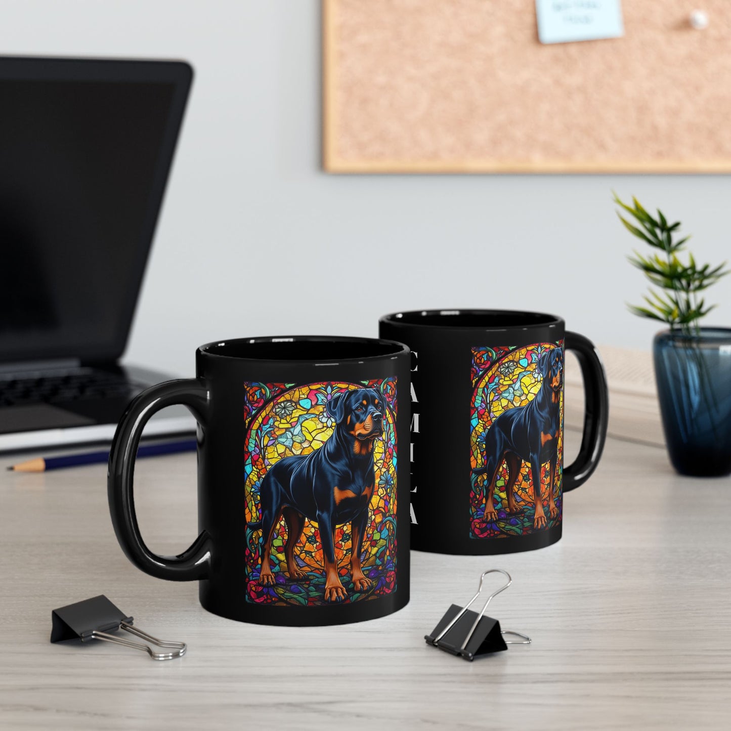 Rottweiler (Black & Rust) Personalized Mug, Pet Lover Mug, Dog Coffee Mug, Custom Name Mug, Dog Lover Gift, Dog-Themed Mug, Rottie Mug