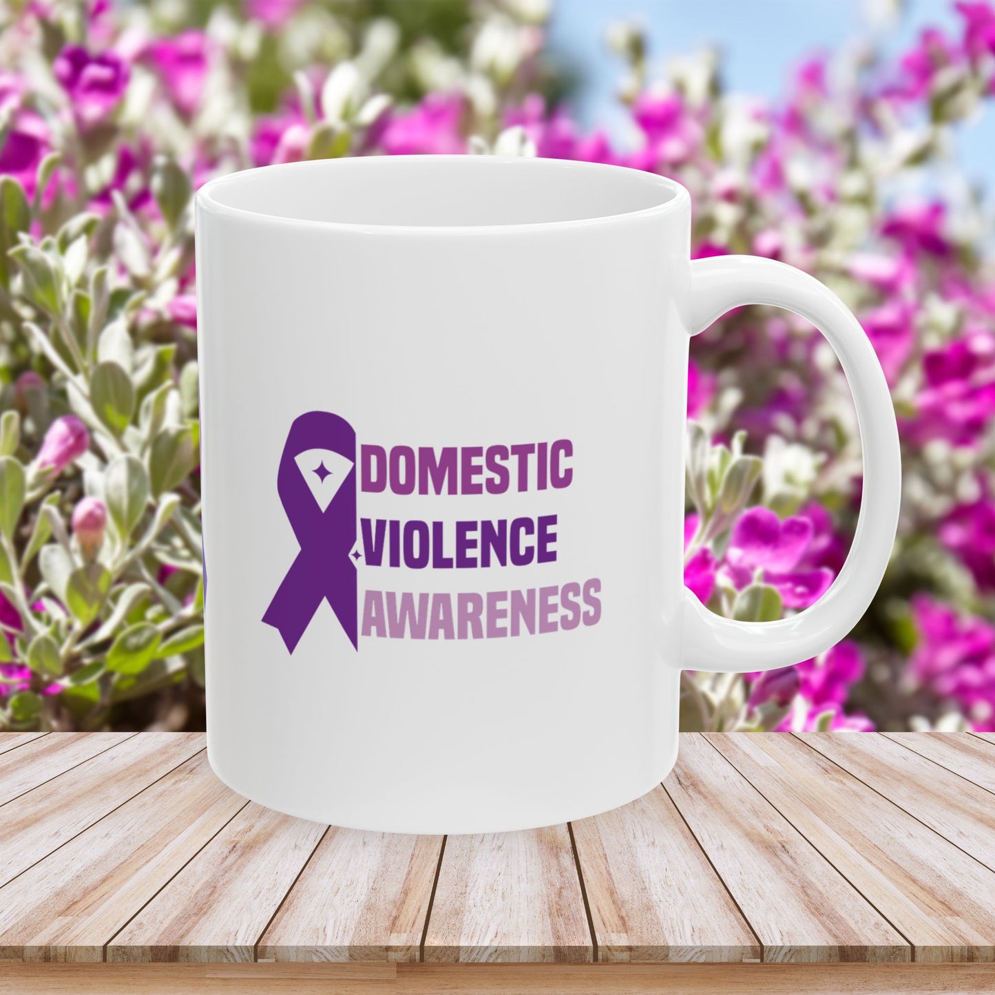 Domestic Violence Awareness Ceramic Mug - Support, Empowerment, Strength