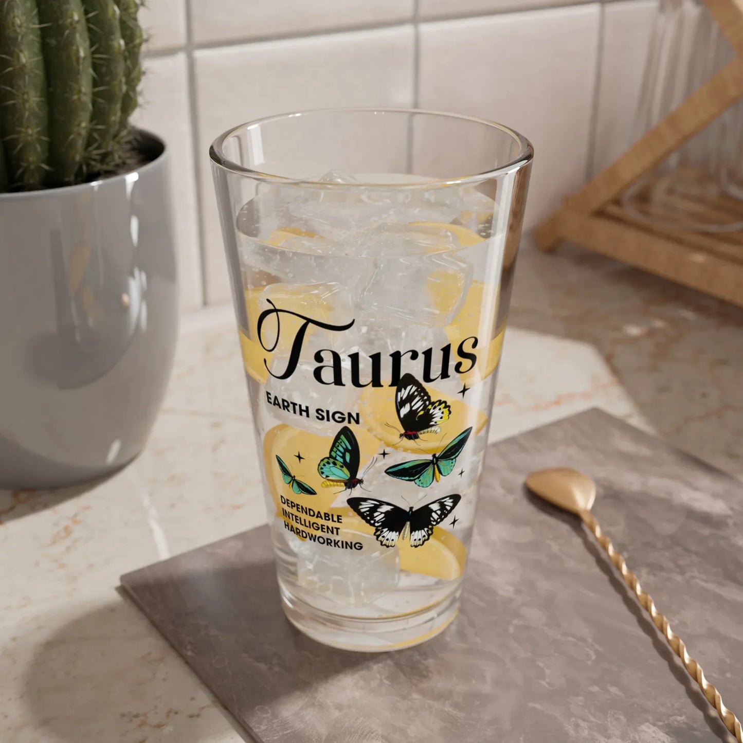 Shop our premium taurus zodiac pint glass 16oz from MySisterIsASurvivor.