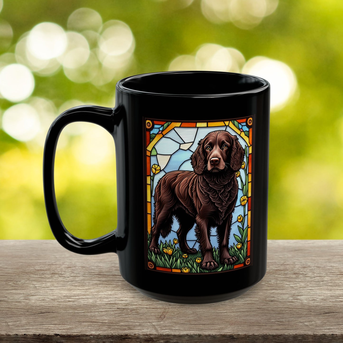 American Water Spaniel personalized mug, stained glass coffee cup gift for dog lovers and pet parents