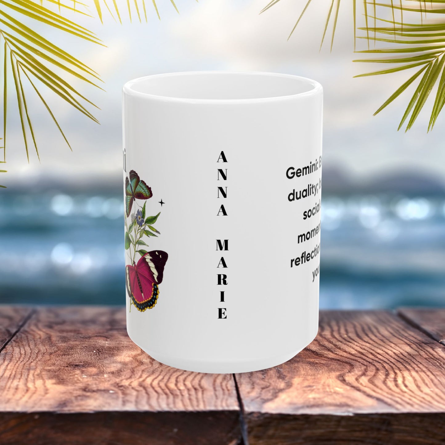 Gemini zodiac mug, personalized horoscope coffee mug, astrology birthday gift for star sign fans