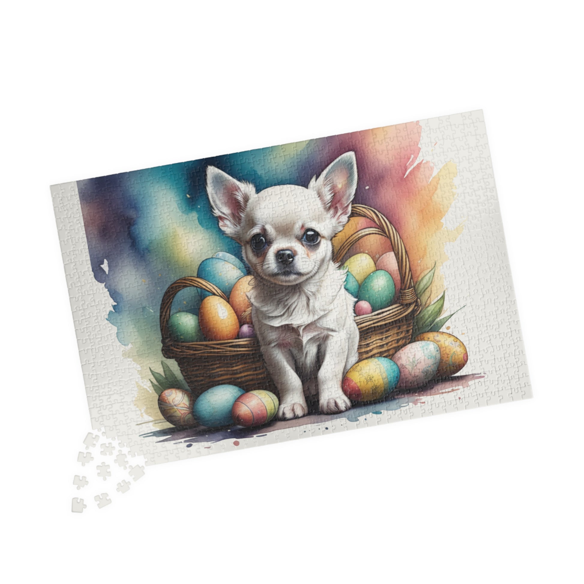 Chihuahua (White) Easter Puppy Puzzle - Dog Lovers, Mental Health Benefits, Holiday Fun, Mindfulness, Stress Relief, Festive Gift