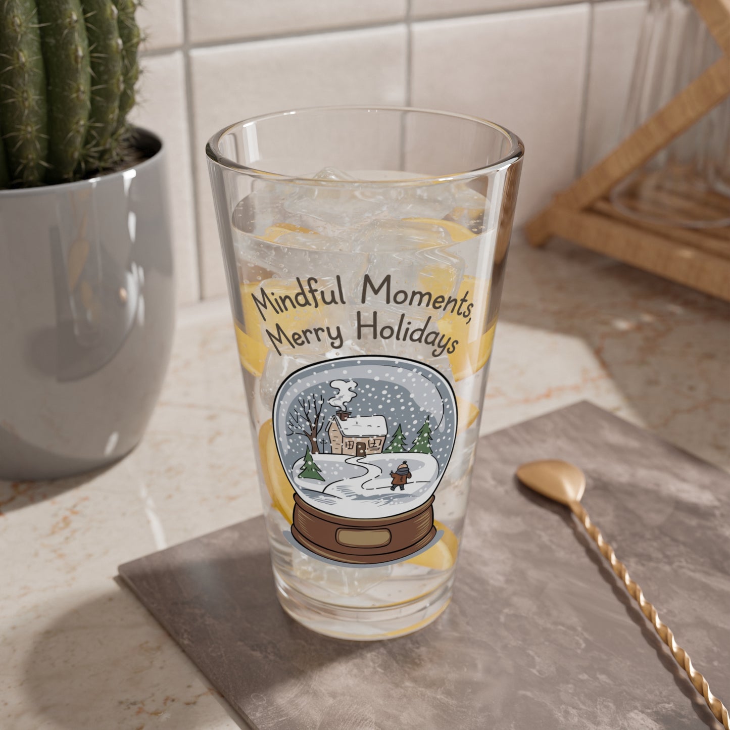 Mindful Moments, Merry Holidays, Christmas Pint Glass, 16oz