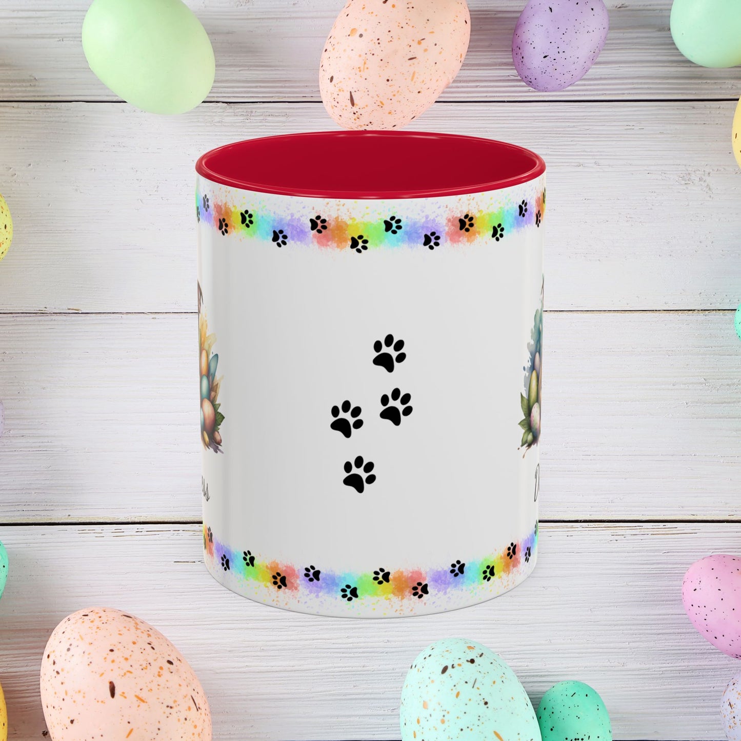 Pitbull (Brown): Personalized Easter Puppy Coffee Mug - Adorable Dog Design, Mental Health Gift, 11oz & 15oz, 12 Color Choices, Easter Gifts & Décor