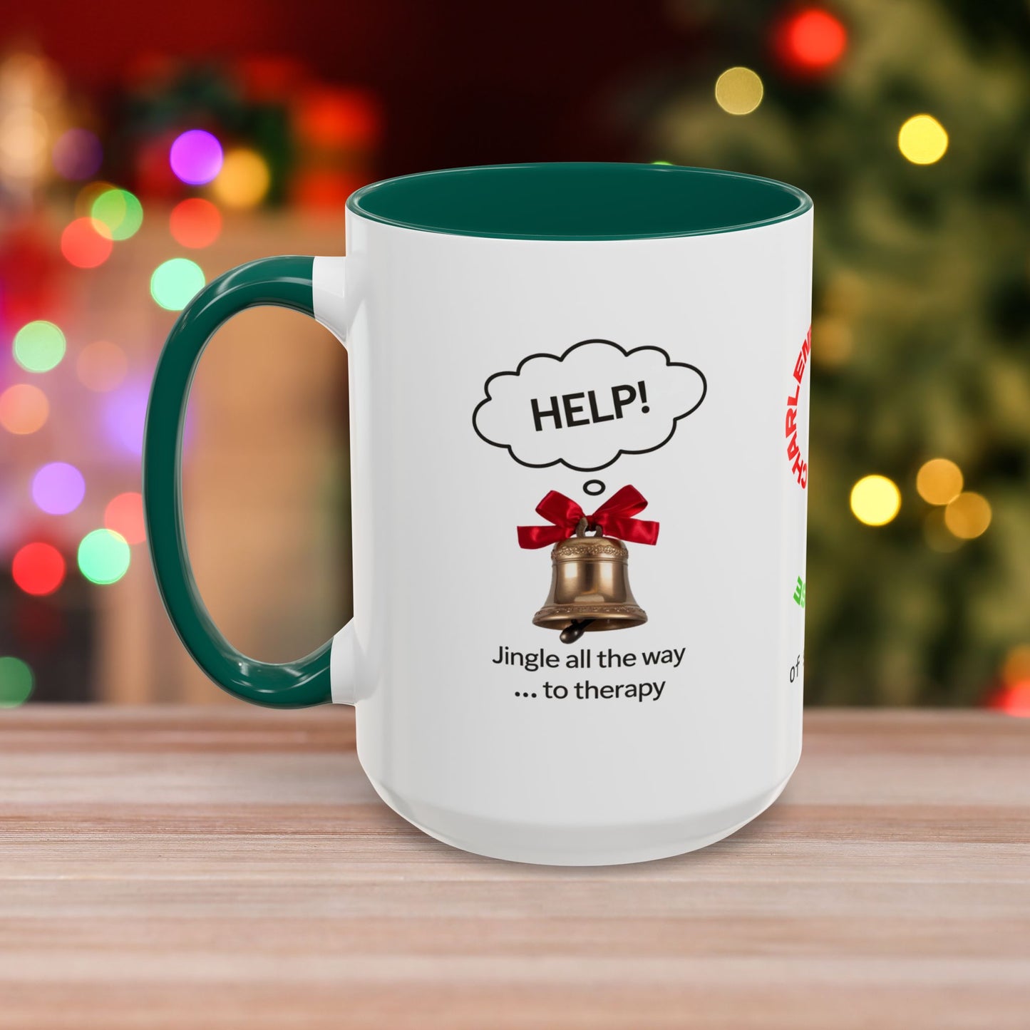 Jingle All The Way... To Therapy – Funny Christmas Mug with Colorful Design and Accent Color