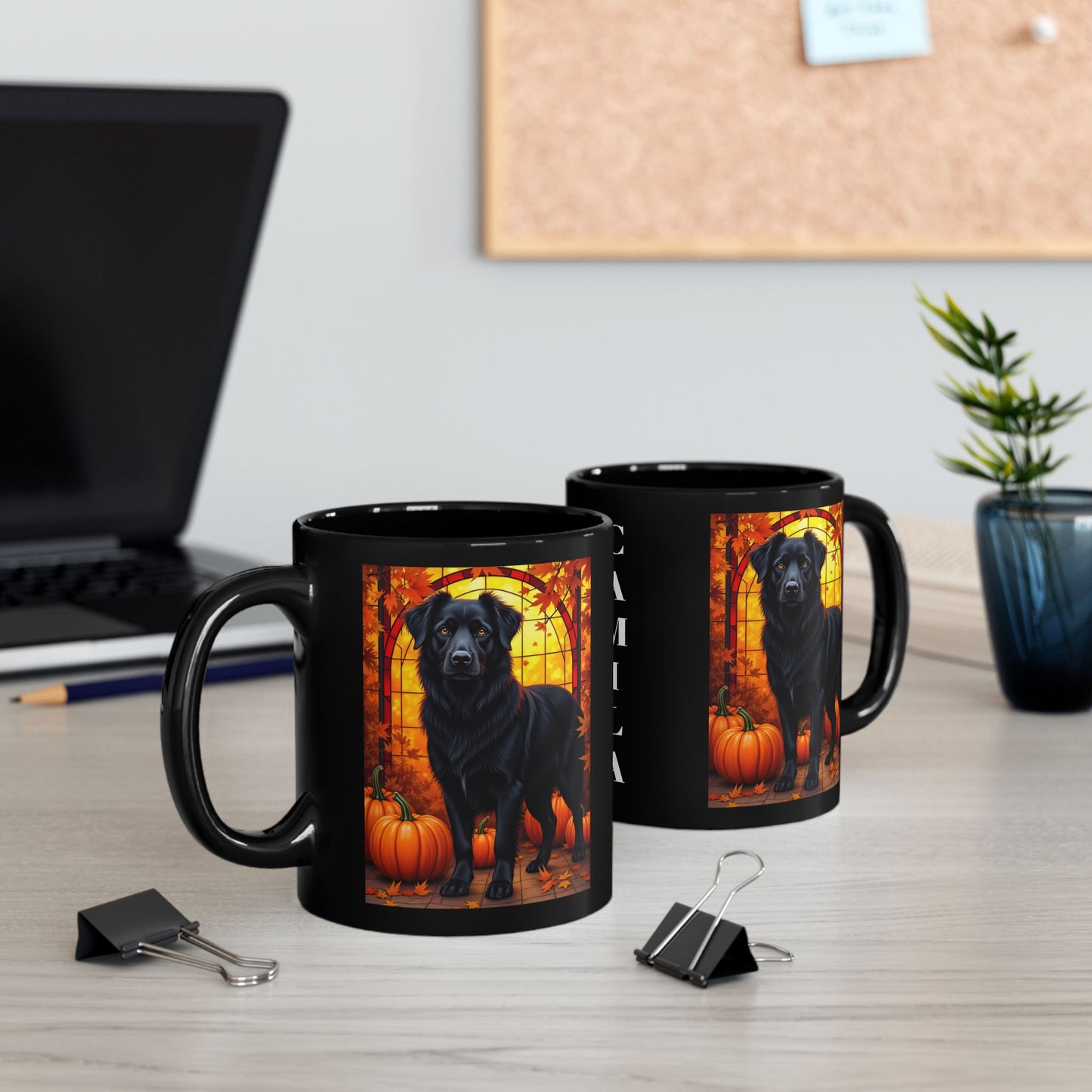 Australian Shepherd Black - Autumn coffee mug, custom herding dog lover gift for dog moms and dads
