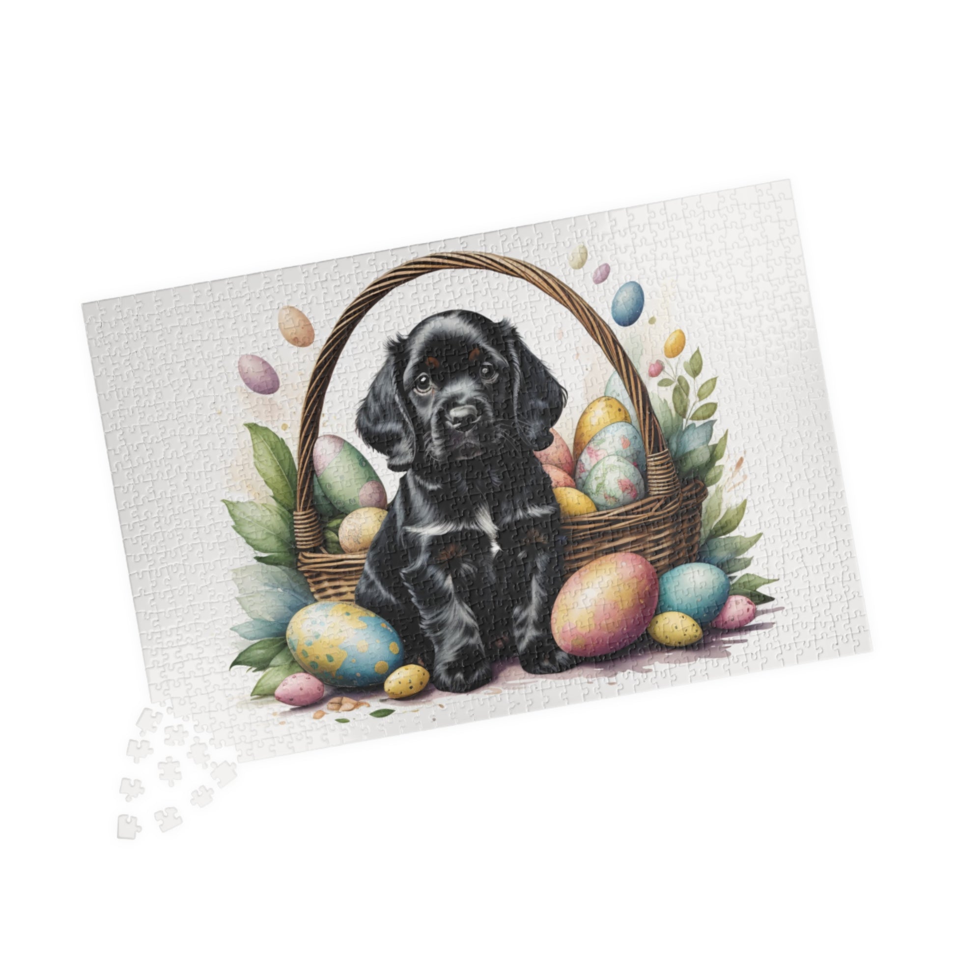 Cocker Spaniel (Black) Easter Puppy Puzzle - Dog Lovers, Mental Health Benefits, Holiday Fun, Mindfulness, Stress Relief, Festive Gift