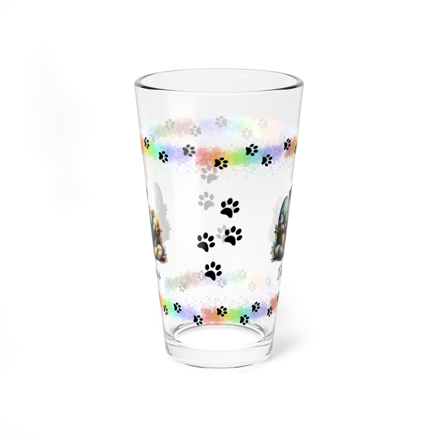Schnauzer (Gray) Personalized Easter Puppy 16oz Pint Glass - Custom Dog Design, Mental Health Gift, Easter Décor, and Festive Celebrations