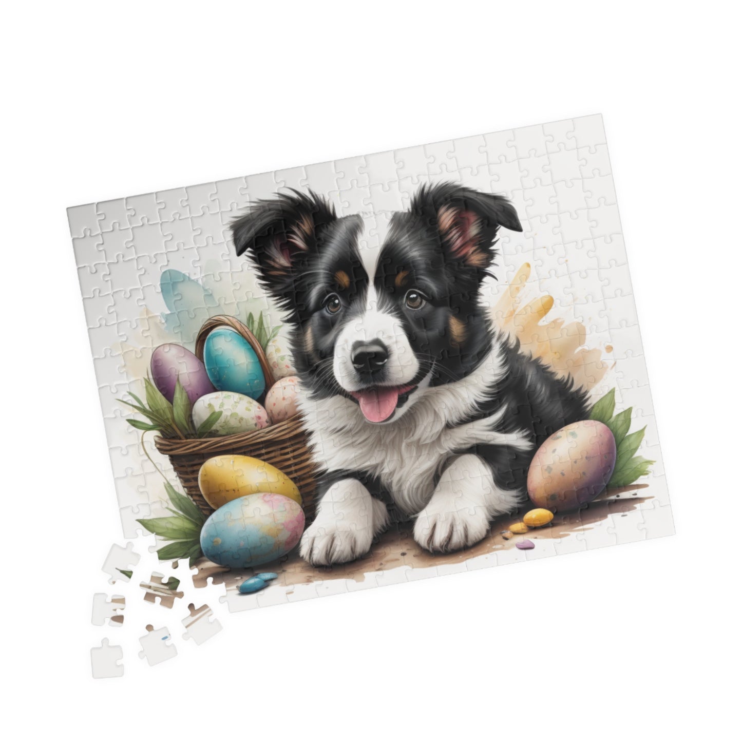Border Collie (Black & White) Easter Puppy Puzzle - Dog Lovers, Mental Health Benefits, Holiday Fun, Mindfulness, Stress Relief, Festive Gift