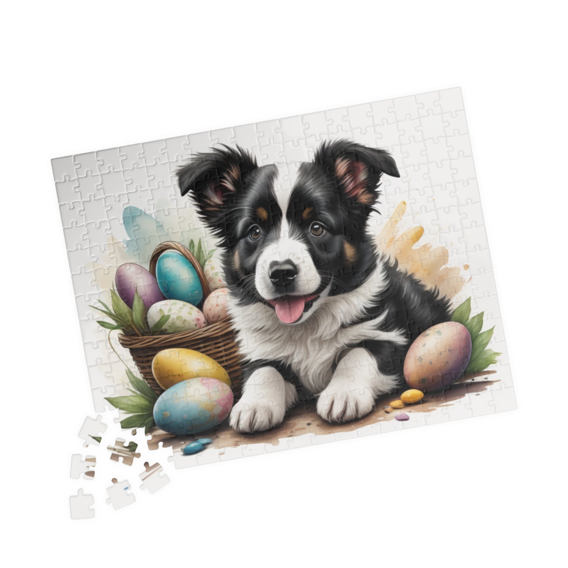 Border Collie (Black & White) Easter Puppy Puzzle - Dog Lovers, Mental Health Benefits, Holiday Fun, Mindfulness, Stress Relief, Festive Gift