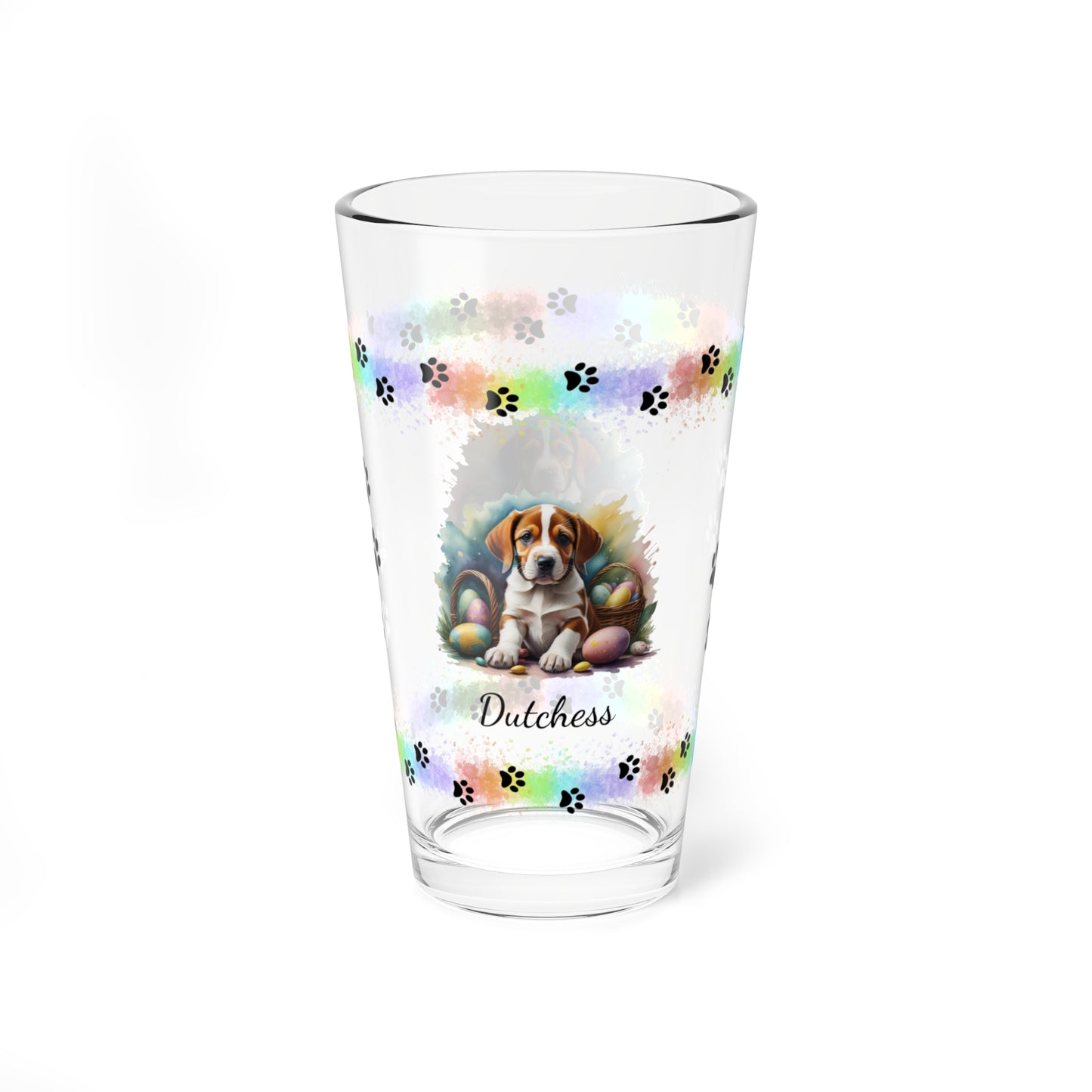 American Foxhound Personalized Easter Puppy 16oz Pint Glass - Custom Dog Design, Mental Health Gift, Easter Décor, and Festive Celebrations
