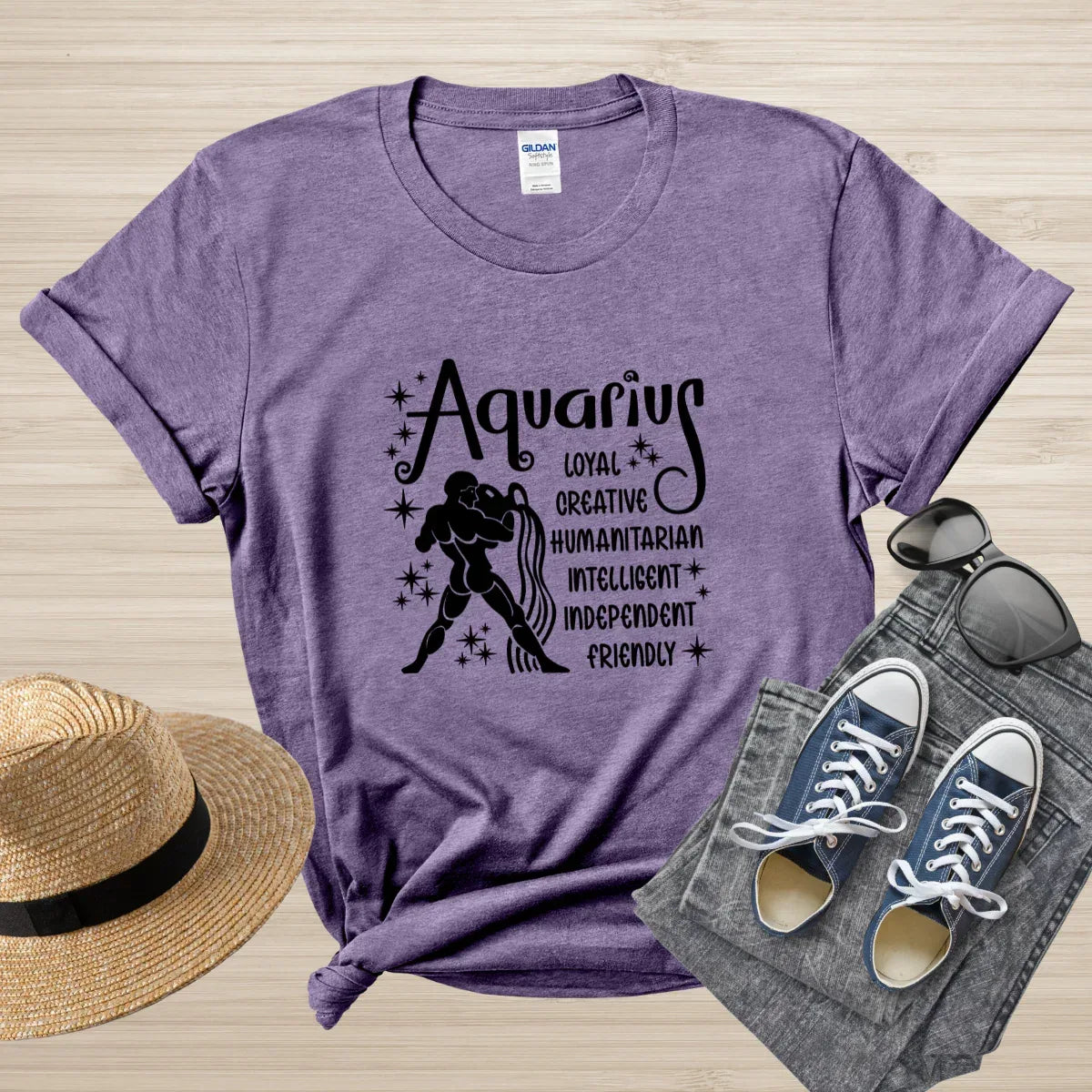 Aquarius Zodiac T-Shirt, astrology horoscope tee, Aquarius birthday shirt gift for men or women