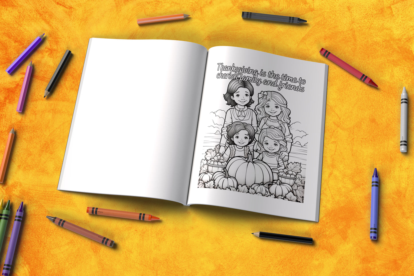 Thanksgiving affirmations coloring book with fall leaves and gratitude-themed pages