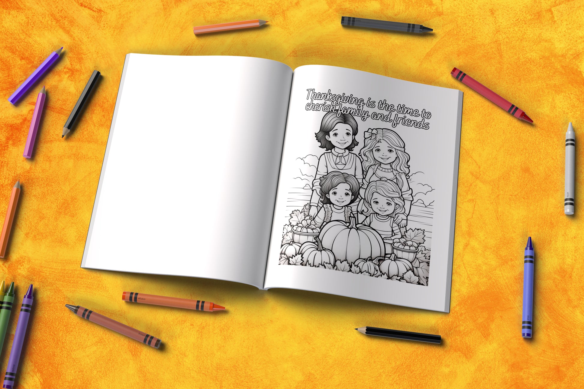 Thanksgiving affirmations coloring book with fall leaves and gratitude-themed pages