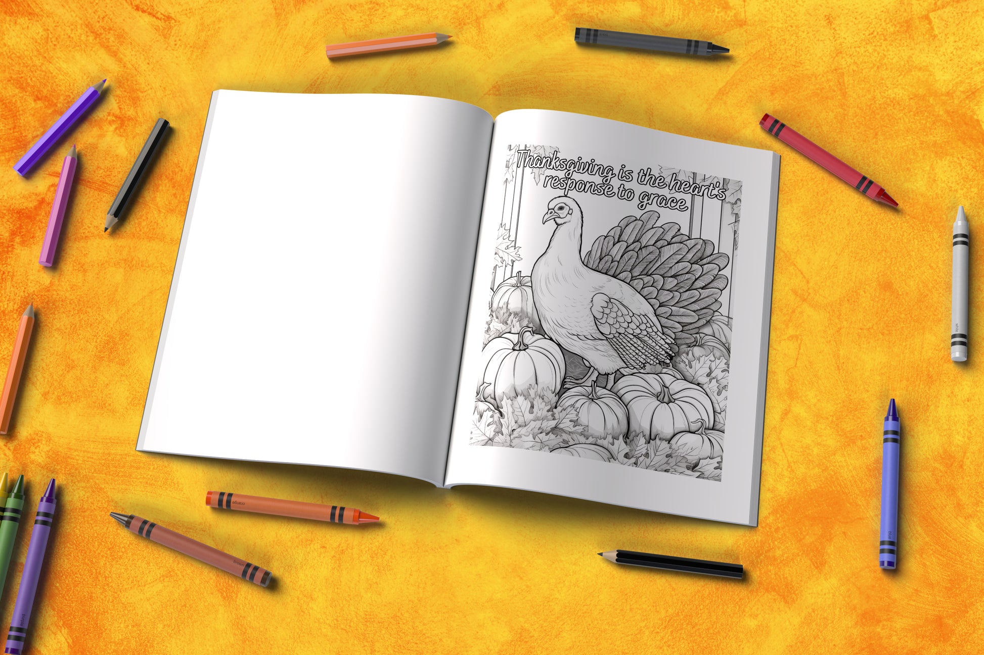 Thanksgiving affirmations coloring book with fall leaves and gratitude-themed pages