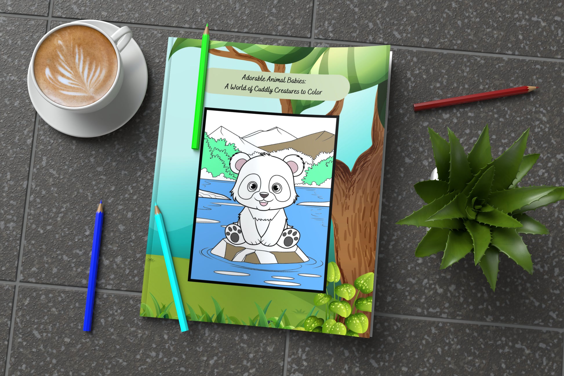 Baby animal coloring book featuring cute forest creatures and playful scenes