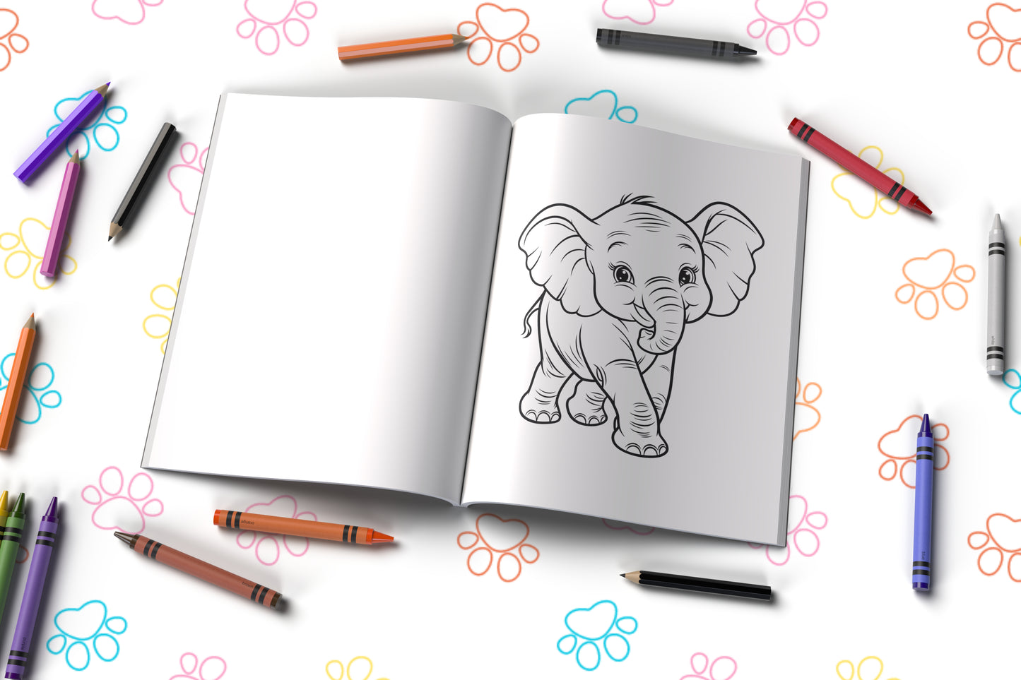 Baby animal coloring book featuring cute forest creatures and playful scenes