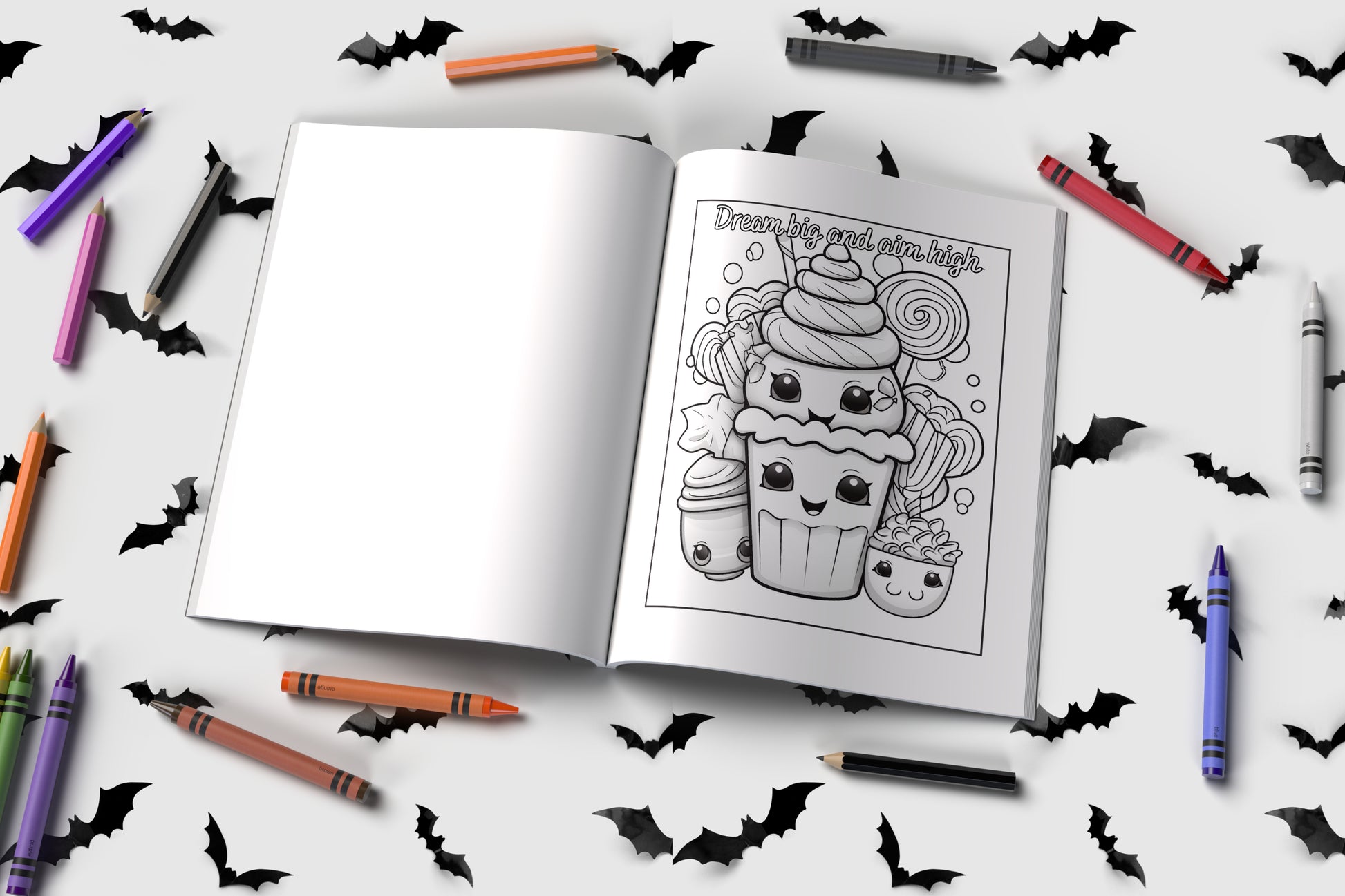Halloween kids coloring book with trick-or-treat characters and affirmations