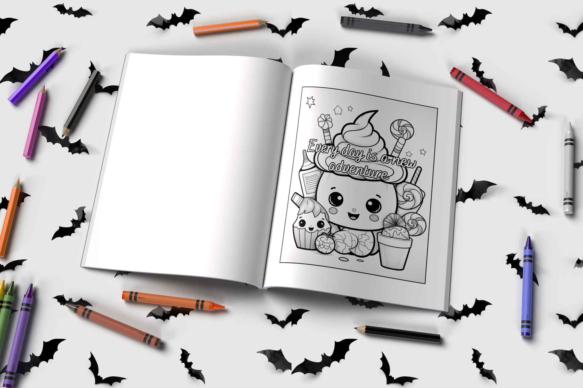 Halloween coloring book for children with fun spooky affirmations