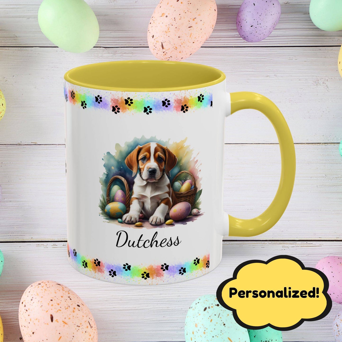American Foxhound Easter puppy coffee mug, personalized cute dog gift, mental health support and cozy sipping
