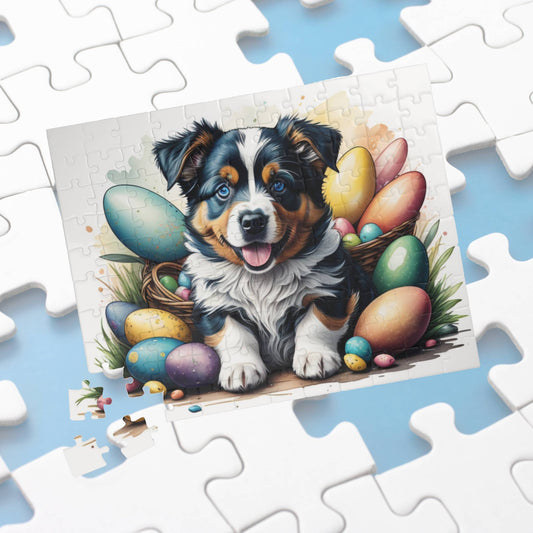 Australian Shepherd Easter Puppy Puzzle - Dog Lovers, Mental Health Benefits, Holiday Fun, Mindfulness, Stress Relief, Festive Gift