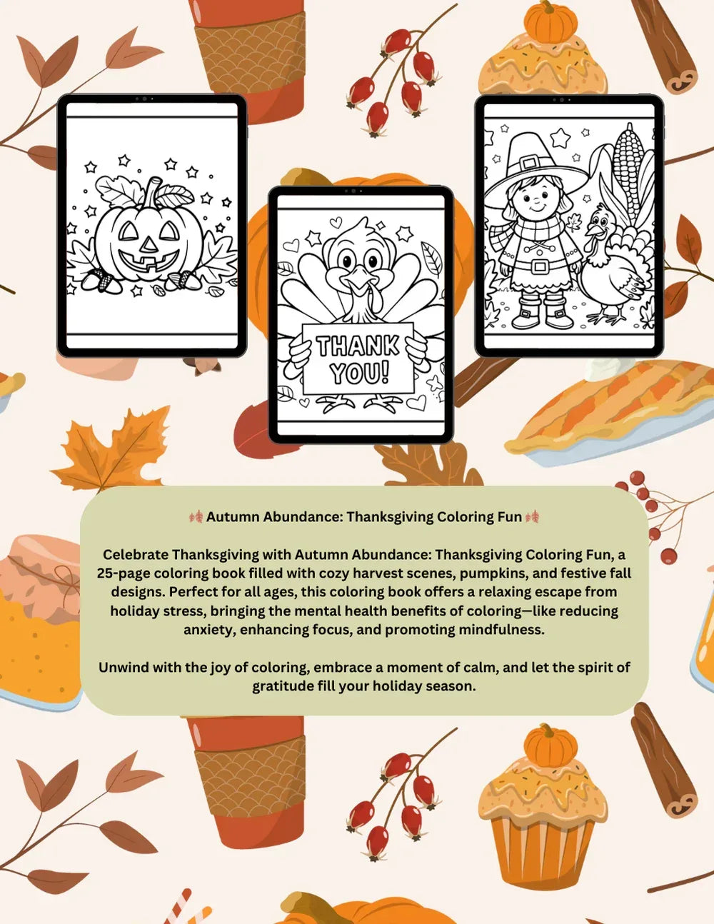 Shop our premium autumn abundance thanksgiving coloring fun from MySisterIsASurvivor.